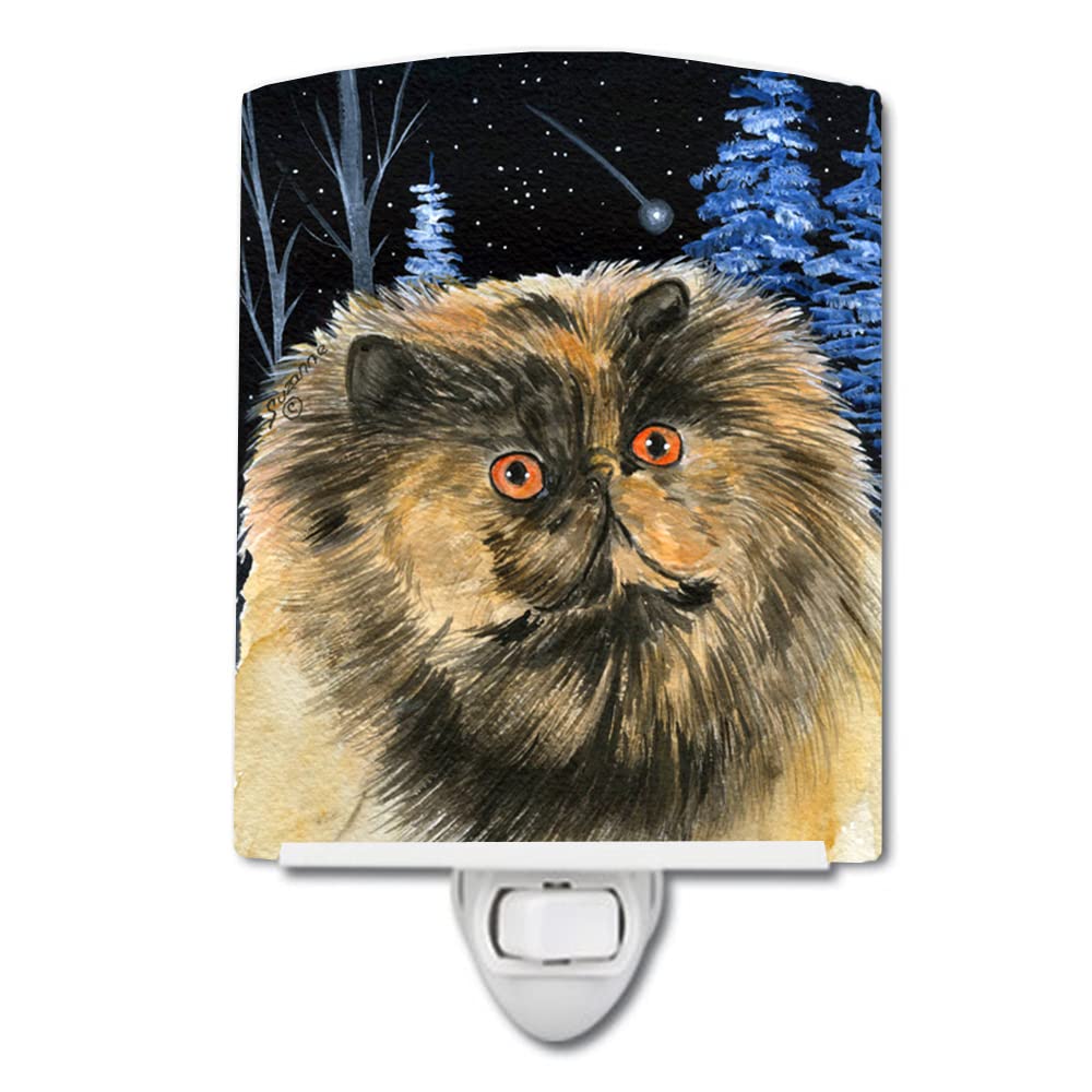 Carolines Treasures SS8408CNL Ceramic Night Light, Starry Night Cat, Multicolor, 6x4x3in, UL-Certified for Bedroom, Bathroom, Nursery