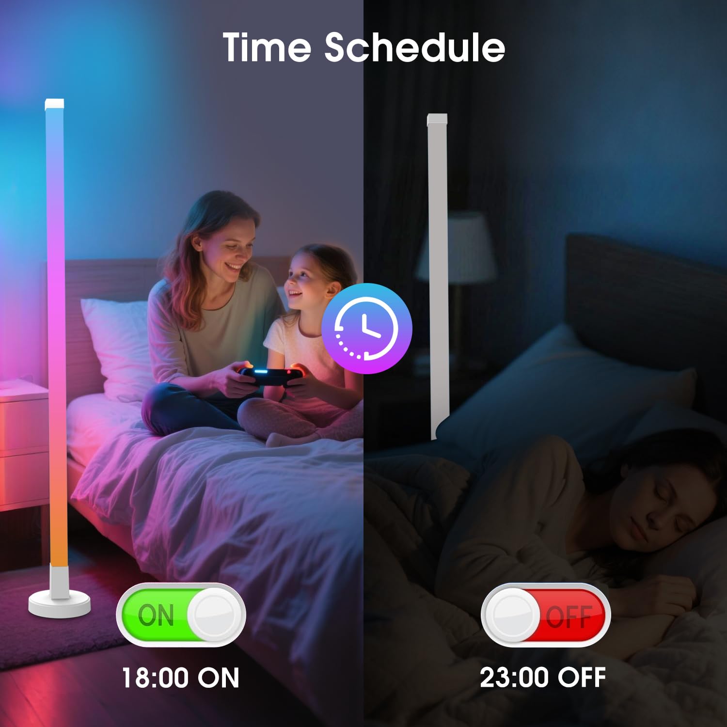 KEIWRLIGHT RGB LED Corner Floor Lamp, Smart App & Remote Control, 16 Million Colors, Medium, White, Model JSK-P70