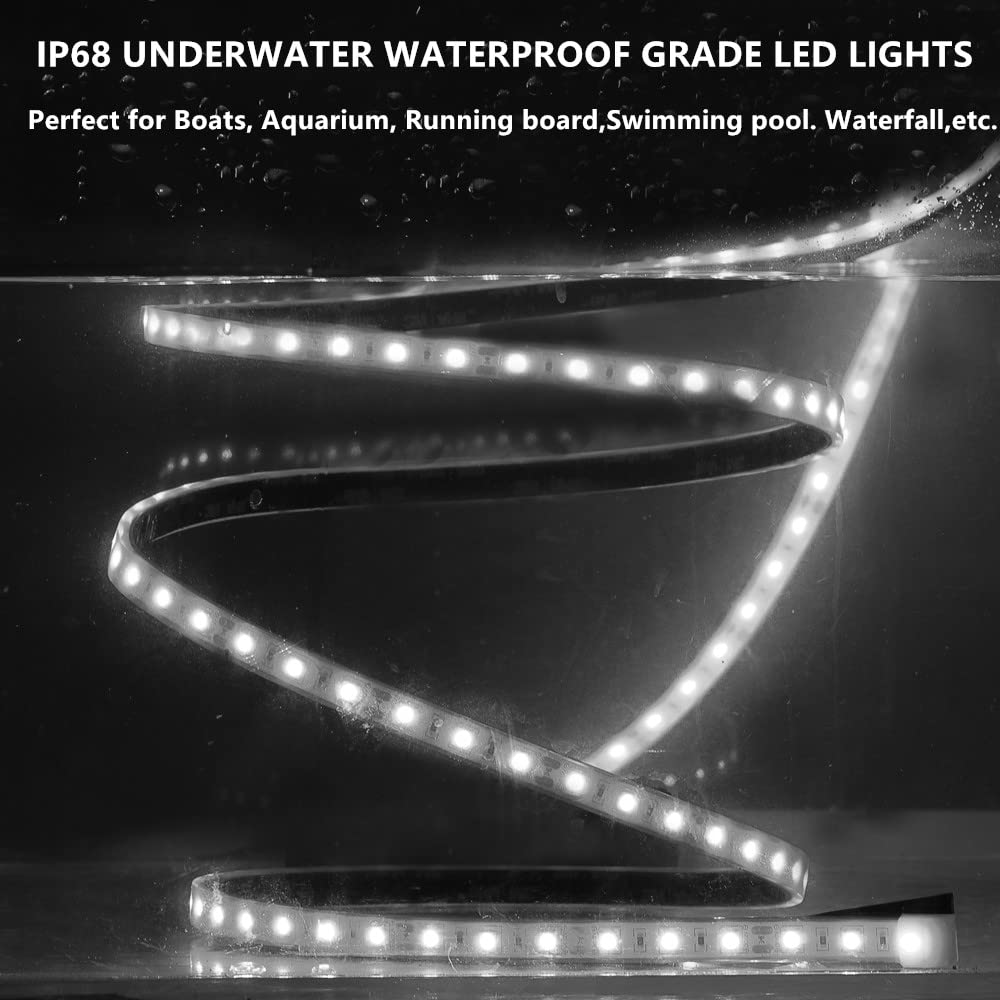 ROLiGHTiC Marine Submersible LED Strip Lights, 12V, IP68 Waterproof, 6FT, White, Model RLMS28