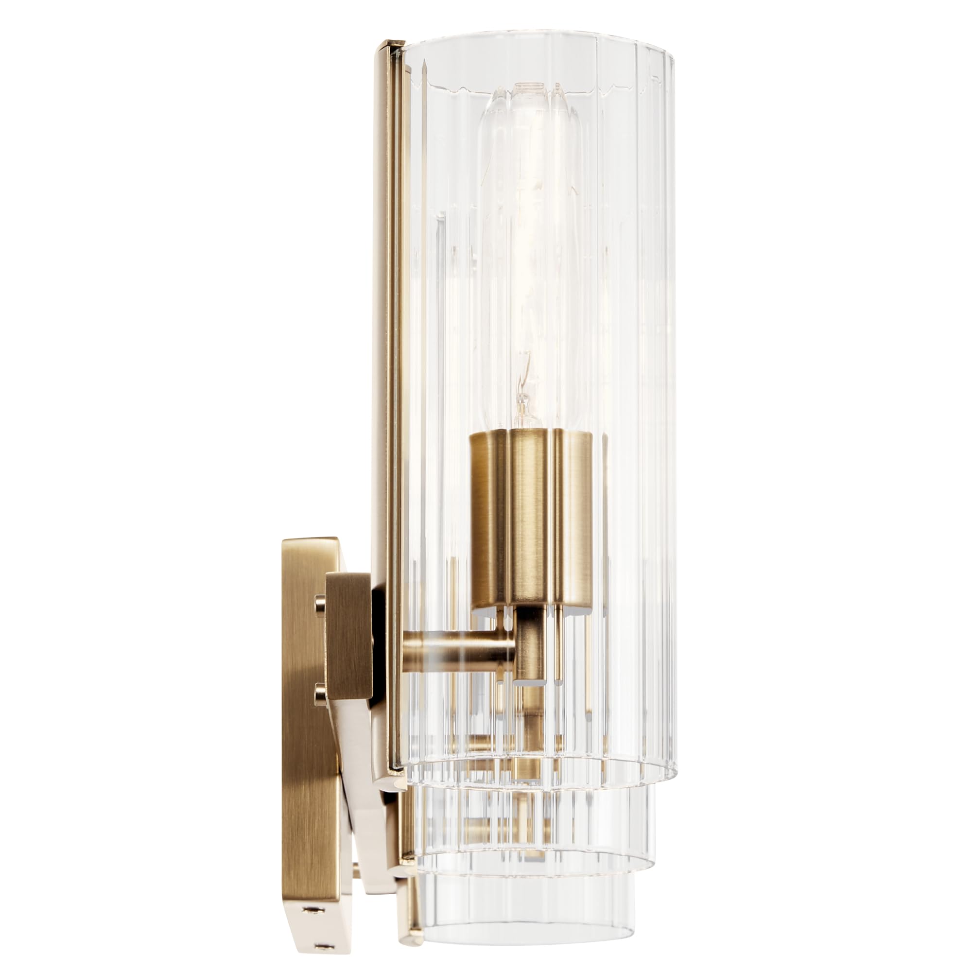 Kichler Jemsa 3 Light Vanity, Modern Light With Clear Fluted Glass In Champagne Bronze For Bathroom Or Powder Room (9.75'' X 22.