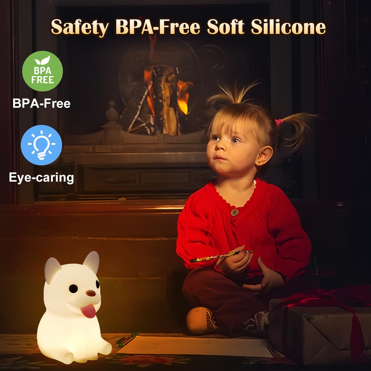 Ledholyt Night Light For Kids, Cute Silicone Puppy Nursery Light For Baby Room And Toddler, Rechargeable Led Animal Decor Nightl