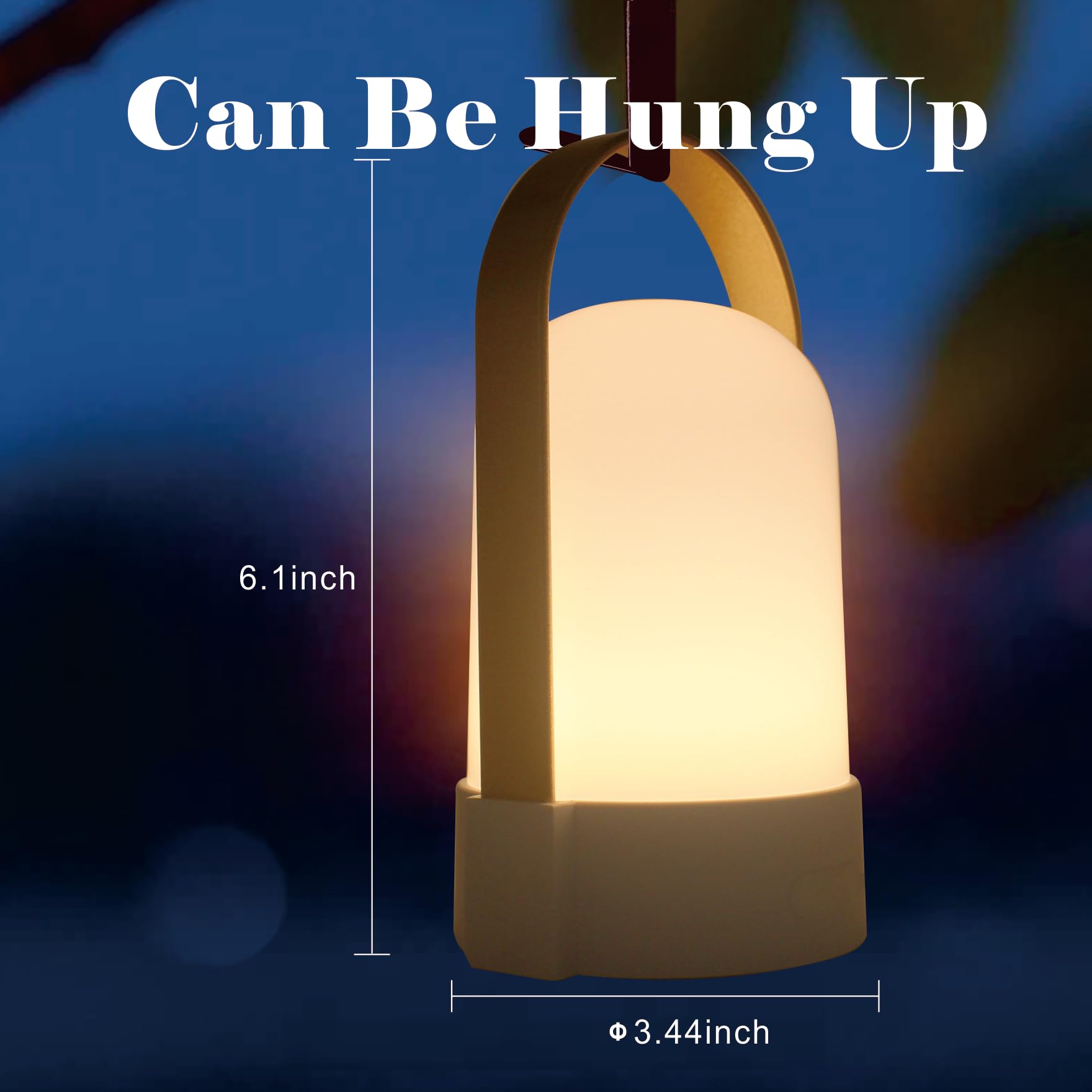 Yoniku Portable Rechargeable Lamp Indoor Outdoor Emergency Light Battery Powered Lamp Outdoor Rechargeable Lamp Handheld Camping Lantern Portable Nightlight Camping Lamp (6.2Inch, Gold Handle)