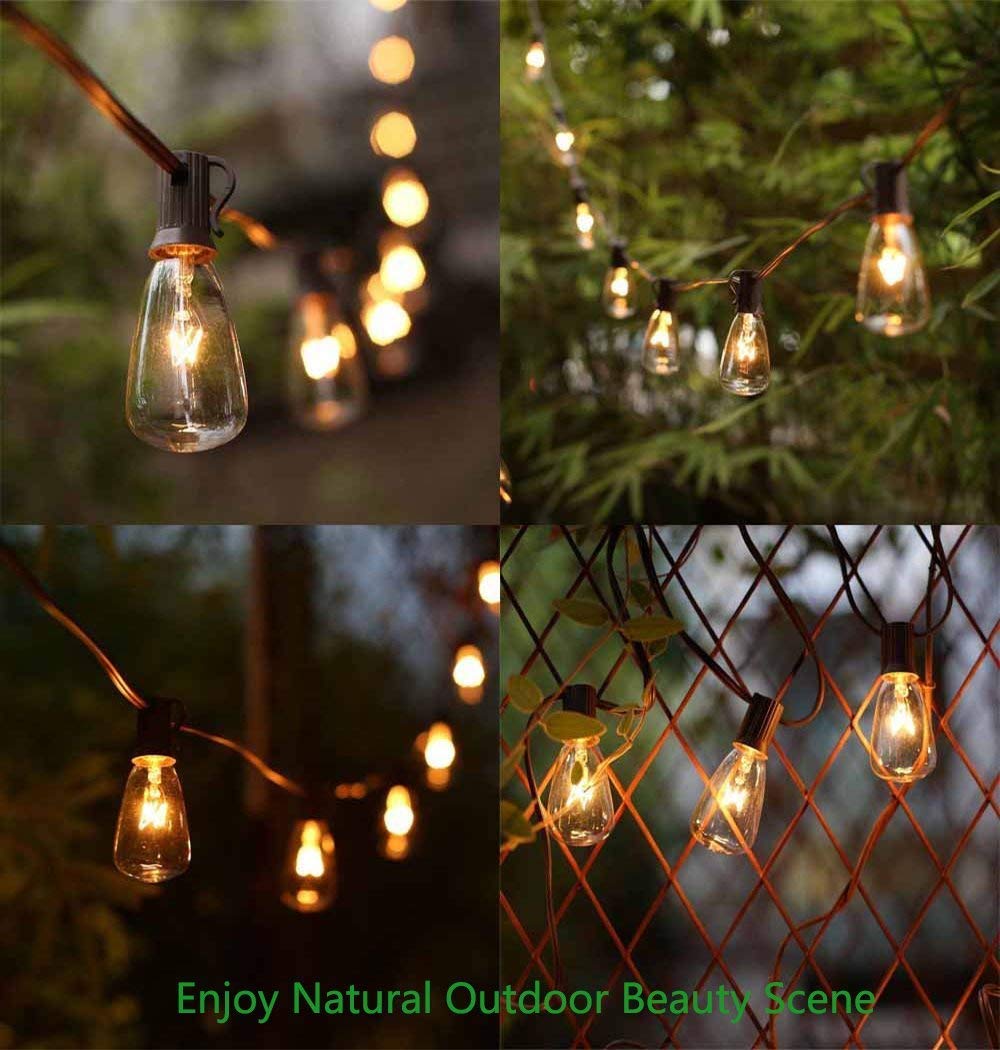 GOOTHY Outdoor String Lights, 10FT, 11 Clear Edison Bulbs, C9/E17 Base, Vintage Brown, UL Listed for Backyard Wedding Garden Decor