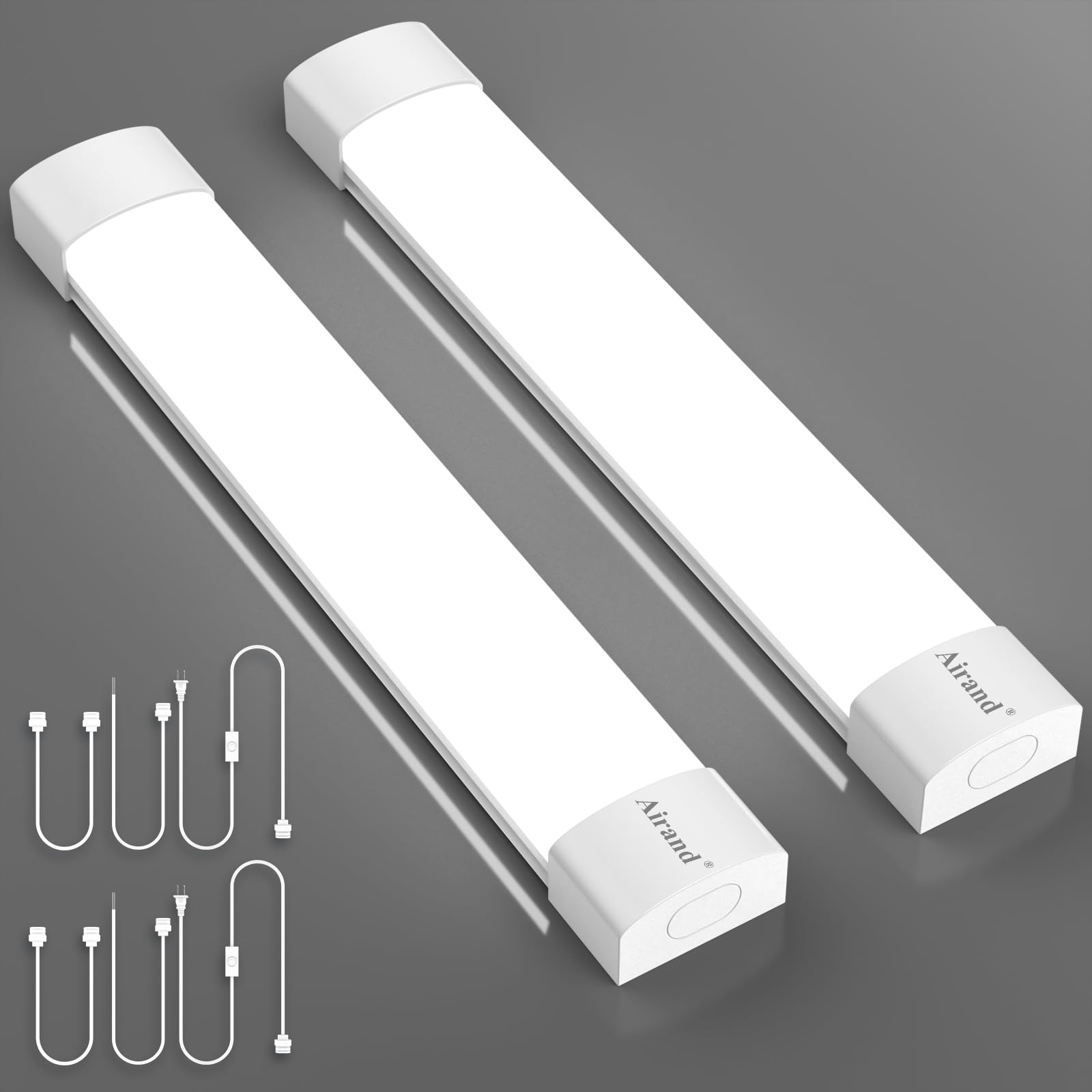 Airand LED Ceiling Light Fixture, 1.43FT Plug in Light 2PCS, IP66 Water-Proof Linkable Tube Lights 5000k 16W Light Bar Under Cab