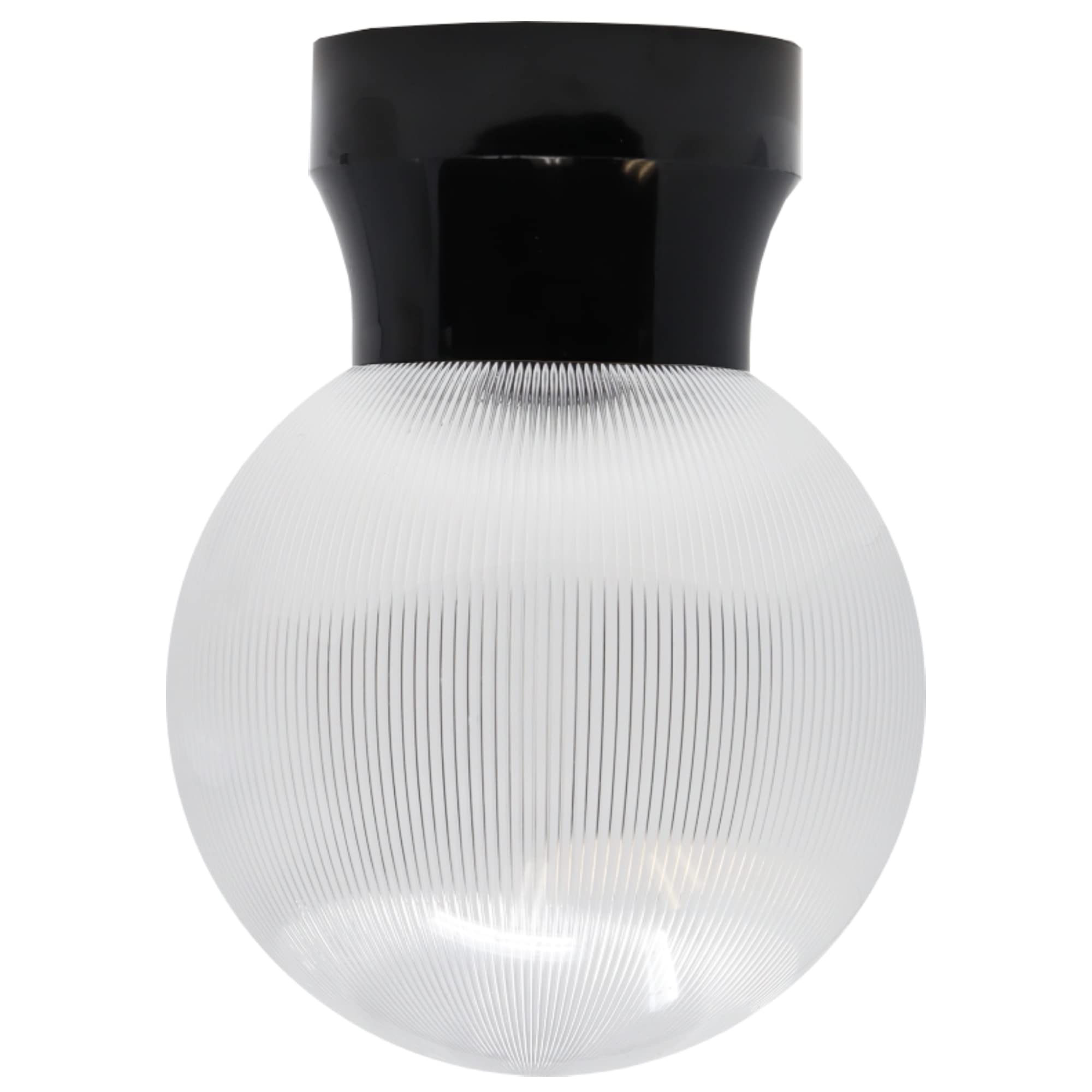 KastLite Ceiling Light Fixture with 6&quot; Globe - Hanging Canopy Light Fixture - Pocket Globe with Flush Ceiling Mounting - Prismatic Globe with Black Ceiling Mount