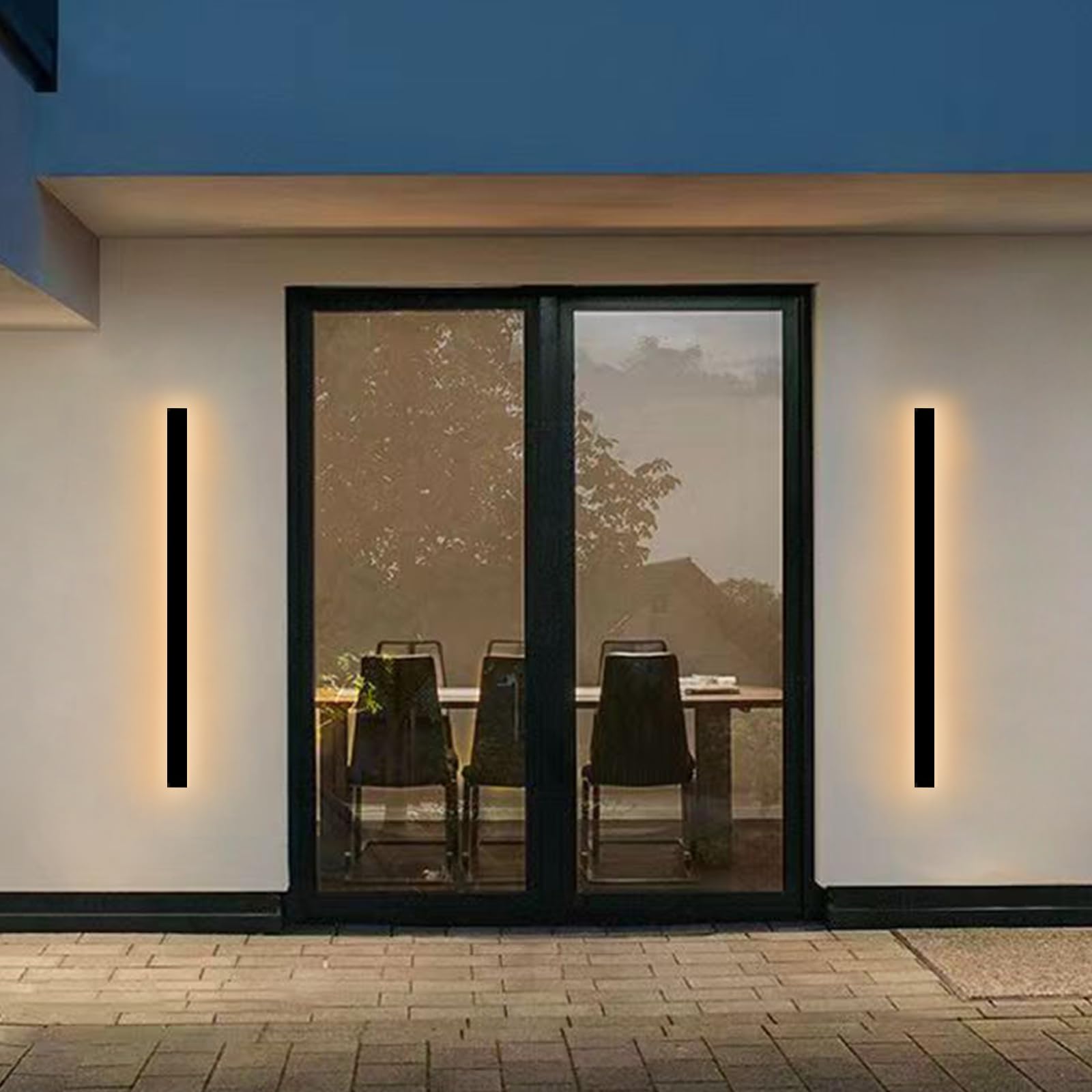NKJORTPPL 2 Pack 39.4Inch Outdoor LED Wall Light for House, Modern Outside Porch & Patio Wall Lights Fixture, Black Exterior Wal