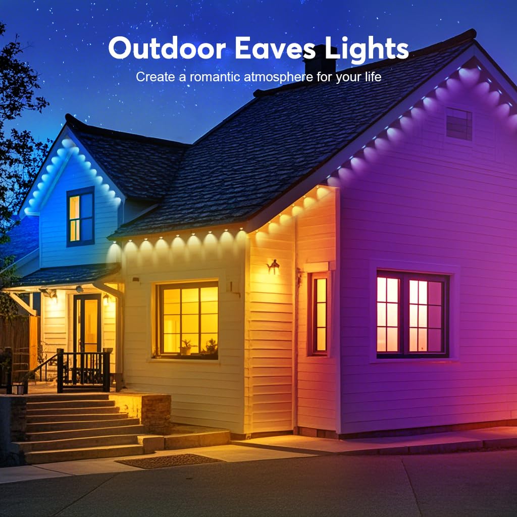 RaThun 200ft Smart Outdoor Lights, 120 LED Multicolor, IP67 Waterproof, 72 Scene Modes, Model RaThunPA001
