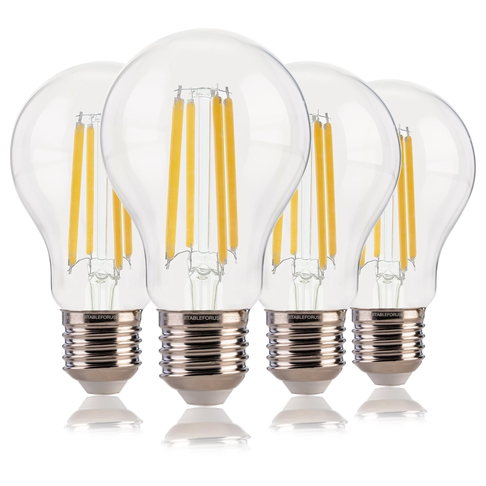Flsnt 100W Equivalent A19 Led Light Bulbs, Efficient 12W, 1600Lumens, 2700K Soft White, Cri82, E26 Base Led Filament Light Bulbs