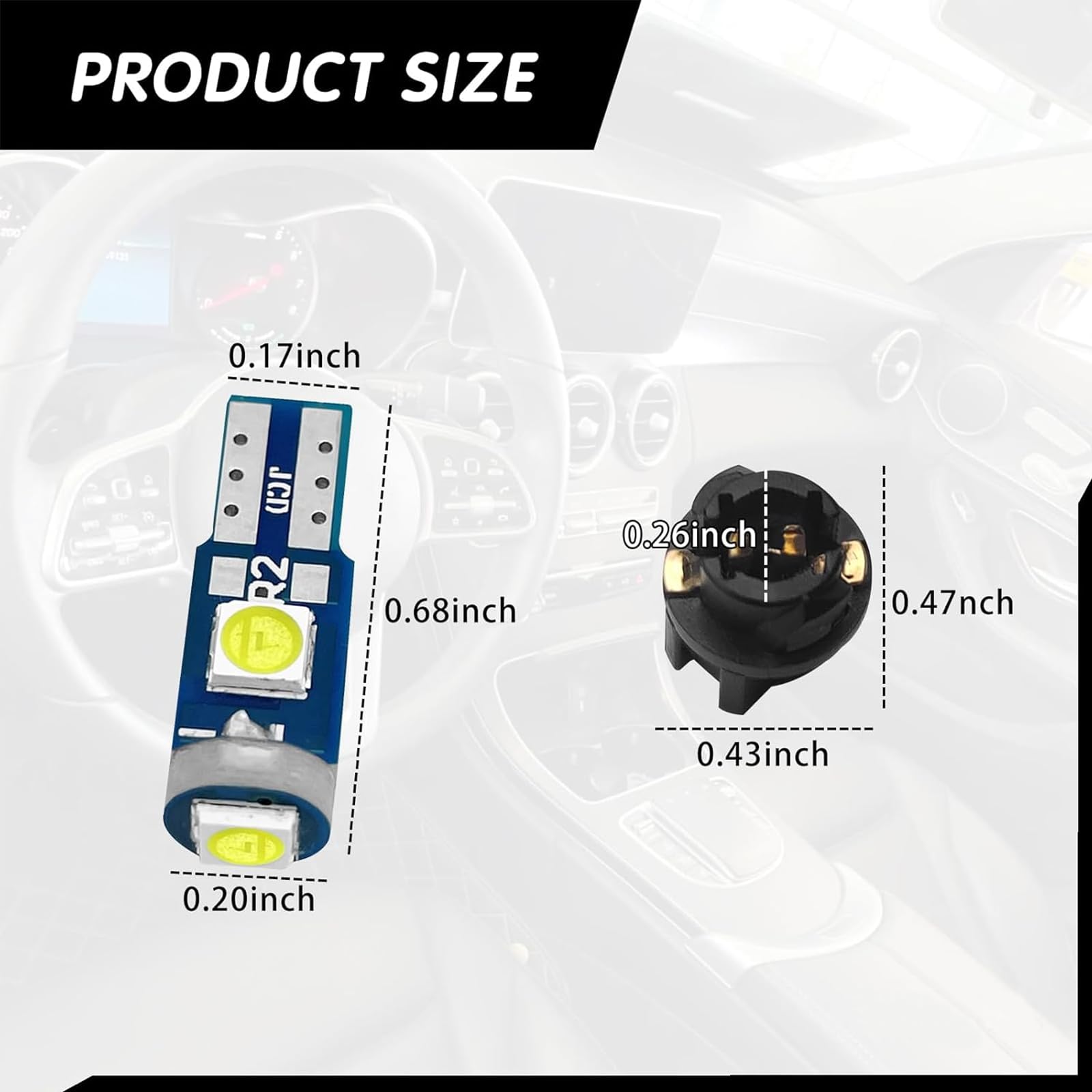 Damwot 74 Led Bulb Dash Lights Super Bright, T5 37 74 Led Bulb With Twist Lock Socket Pc74 Pc37,Dashboard Lights, Instrument Clu
