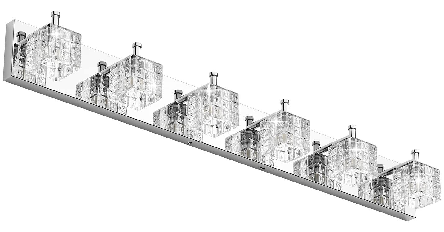 Ralbay Modern Chrome Bathroom Light Fixtures, 6 Lights, 40 inch, Stainless Steel, Model 9822ralbay