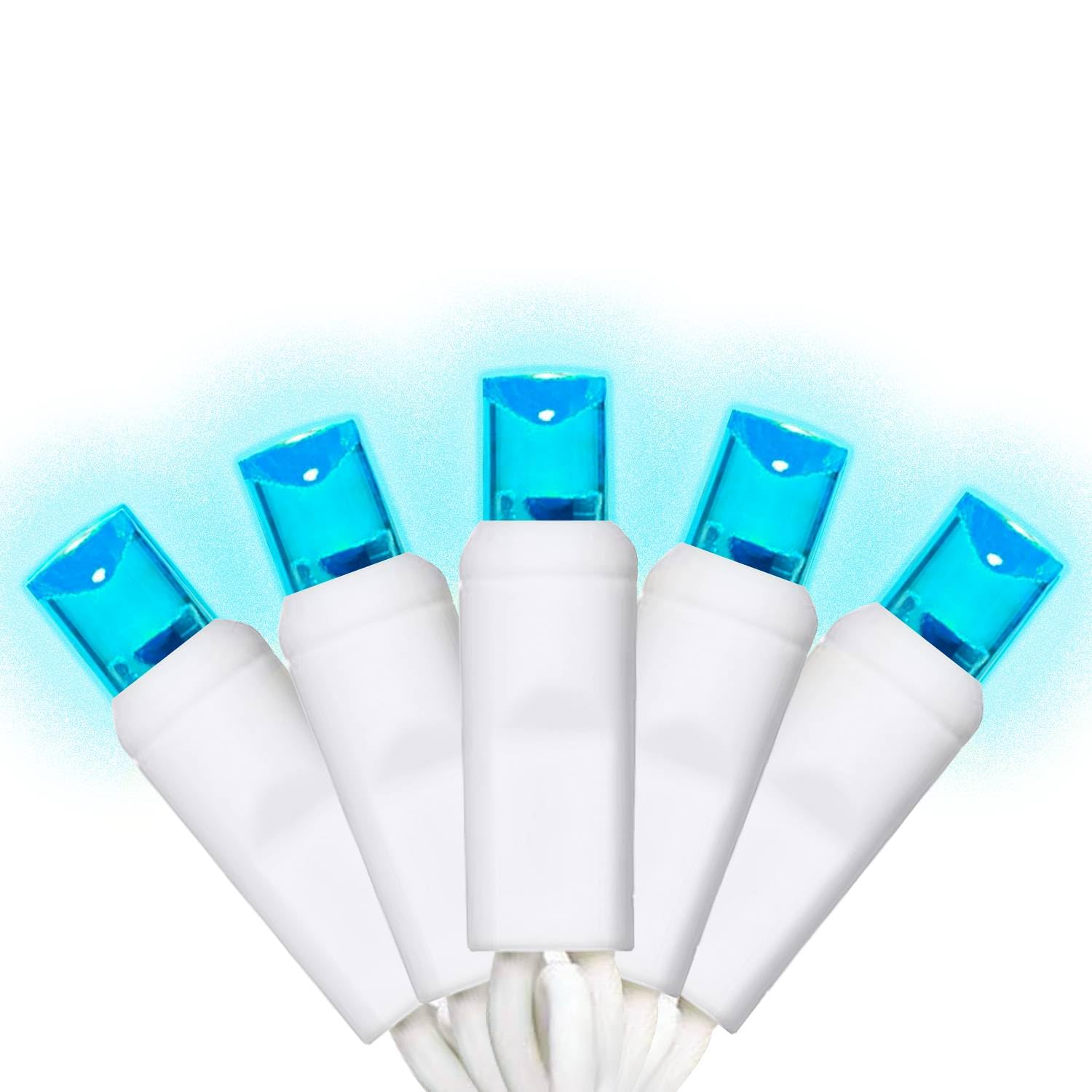 Blunem 50 Counts Aqua Led Christmas Lights - 25Ft Christmas Tree Lights Commercial Grade Outdoor Waterproof  White Wire Aqua Indoor Mini Plug In  5Mm Wide Angle Indoor For Xmas  Ul Certified