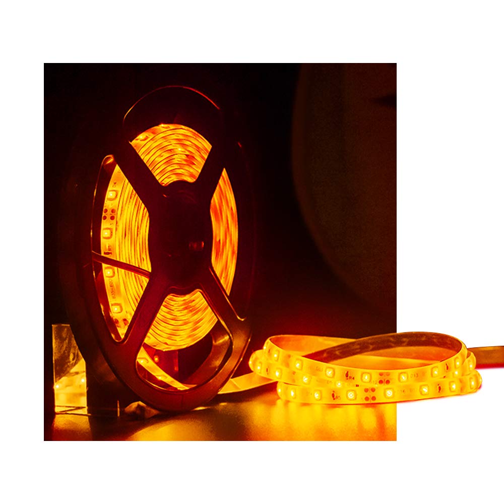 Tasodin LED Strip Light, 12V Waterproof, 16.4ft, 300 Units 3528 LEDs, IP65 Water-Resistant, Orange