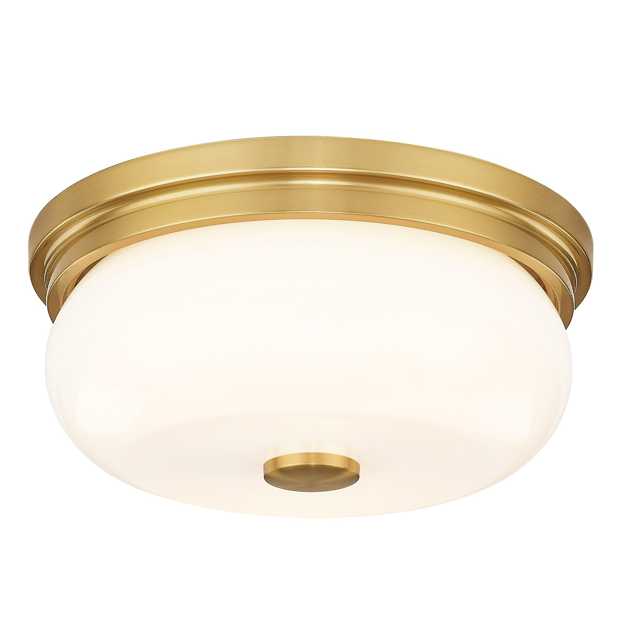 Gold Flush Mount Ceiling Light, HWH Modern Flush Mount Ceiling Light Fixtures with Milk White Glass, 12 Inch Indoor Ceiling Ligh
