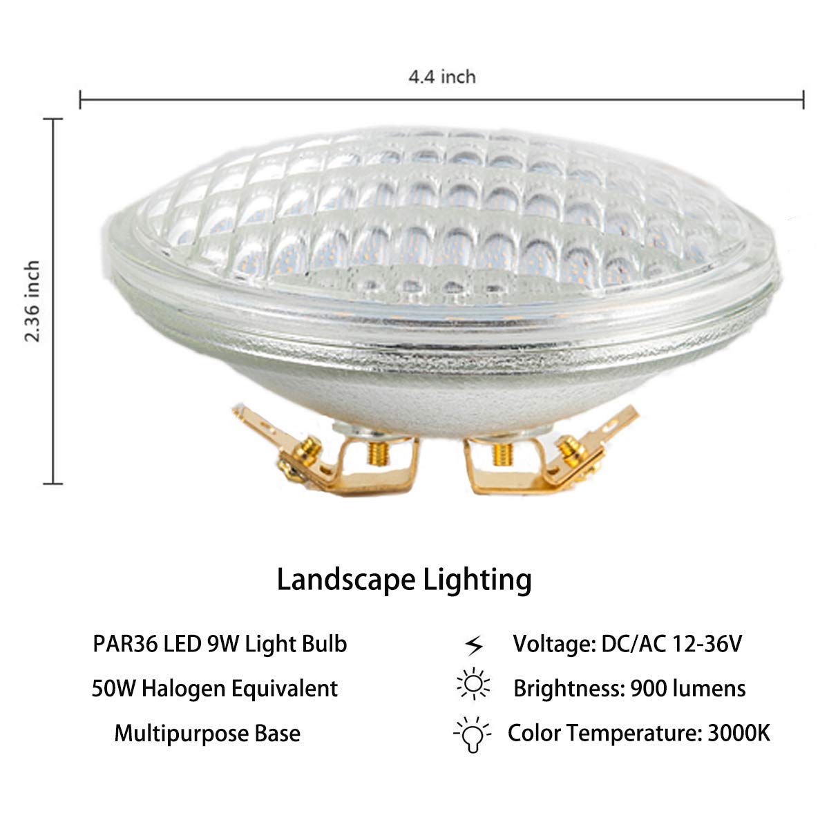 Par36 Led Landscape Light Bulb 9W Warm White 3000K, Ac/Dc12V-36V, 900Lumens Equivalent 50W Halogen Par36 Low Voltage Bulb, Multi