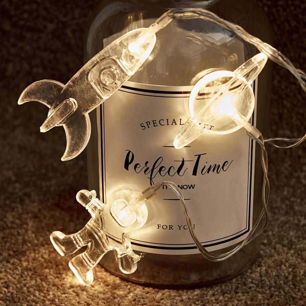 50 Led Children'S Room Led String Light Astronaut Spaceship Rocket Pendants Holiday Party Lights Wall Window Nursery Or Kids Room Decor Wedding Around The Garden Party Patio Christmas (Warm White)