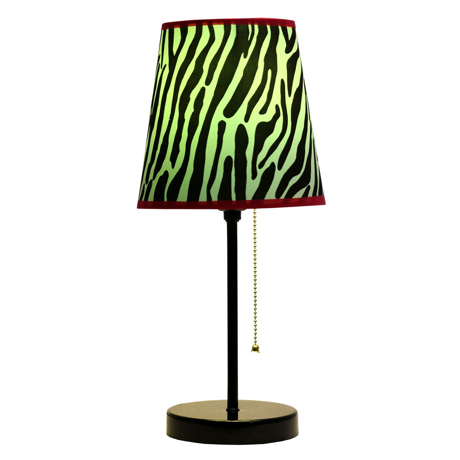 Simple Designs Lt3000-Zba Fun And Funky Zebra Print Shade Metal Table Lamp, Black