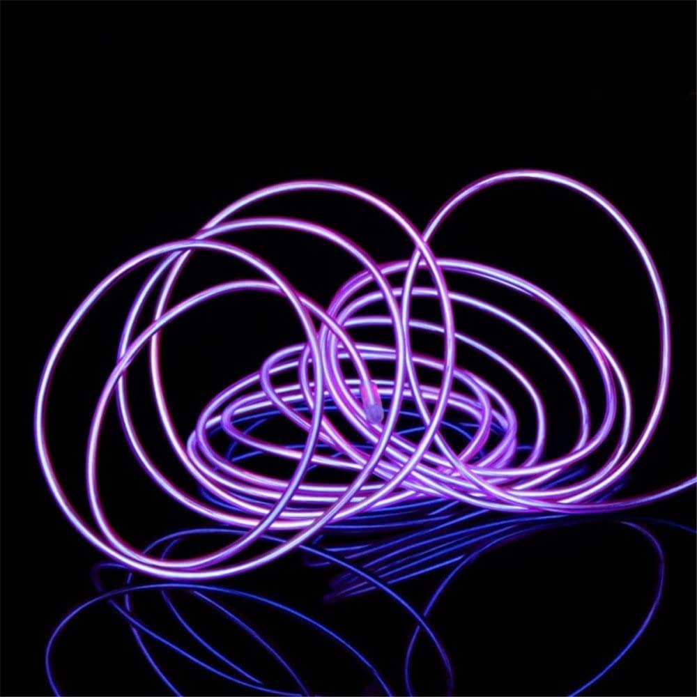 Jiguoor El Wire Battery Pack 9.8Ft / 3M Bright Neon Light Strip 360° Illumination Neon Tube Rope Lights For Diy, Festival, Party Decoration, Pub, Halloween, Chrismas (9.8Ft / 3M , Purple)