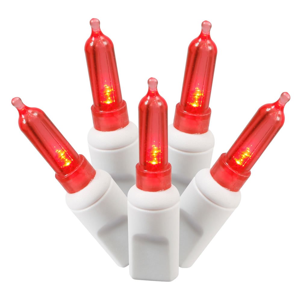Vickerman 100 Light Italian Led Light Set - Red Lights On White Wire