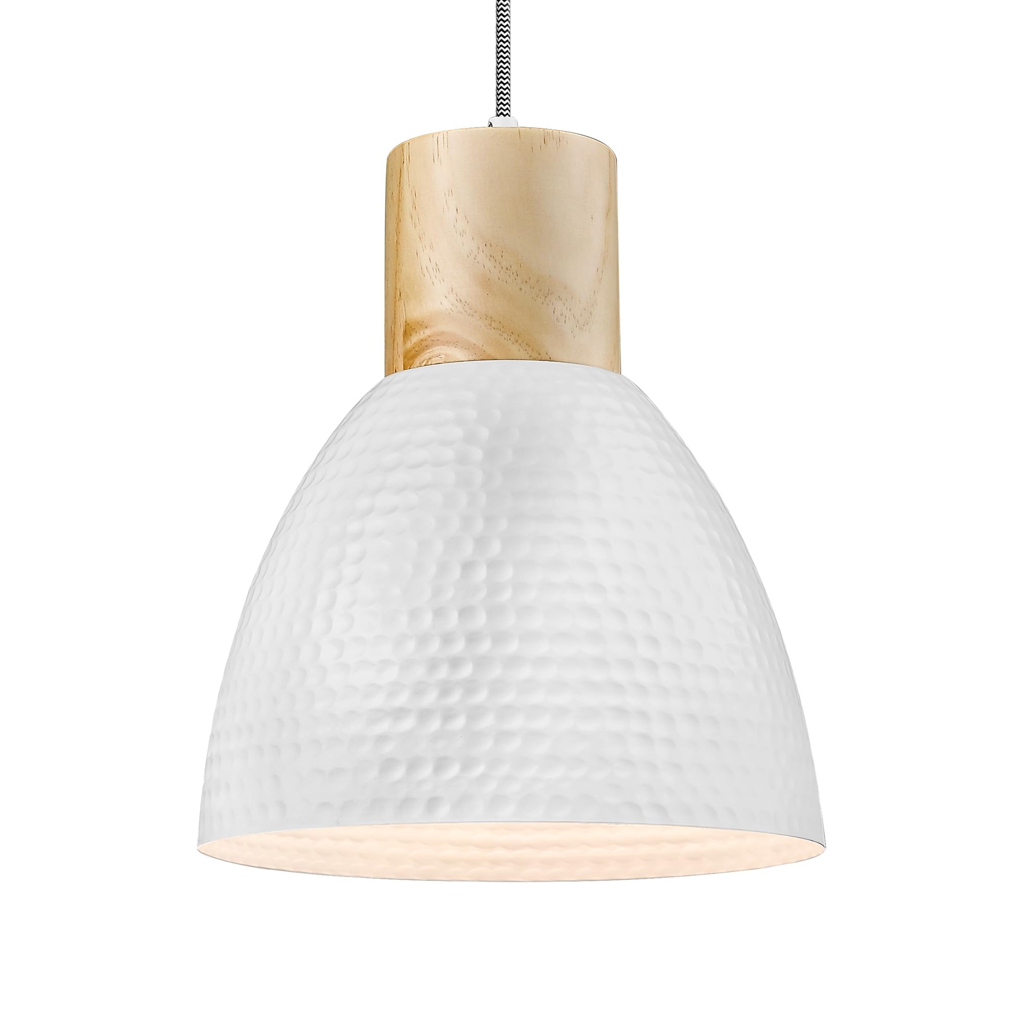 ELYONA 10.2    Hammered Pendant Light Fixtures, Metal & Rubber Wood Island Hanging Lamp, Adjustable Height, Modern Pendant Light