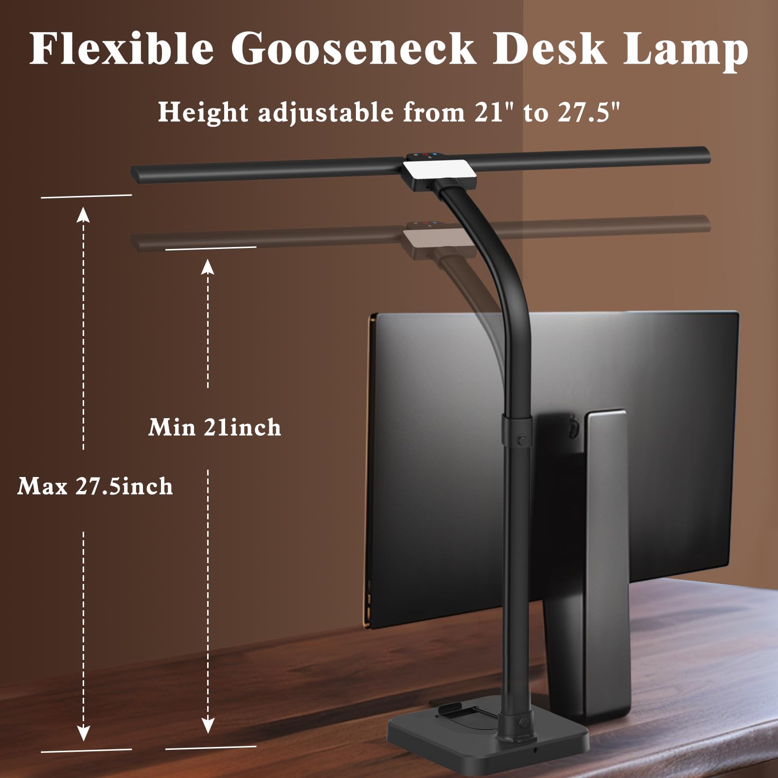 Gaefury Led Desk Lamp For Home Office, 24W Bright Desk Lamp With Phone Holder Base - 25 Lighting Modes Eye-Caring Desk Light Adj