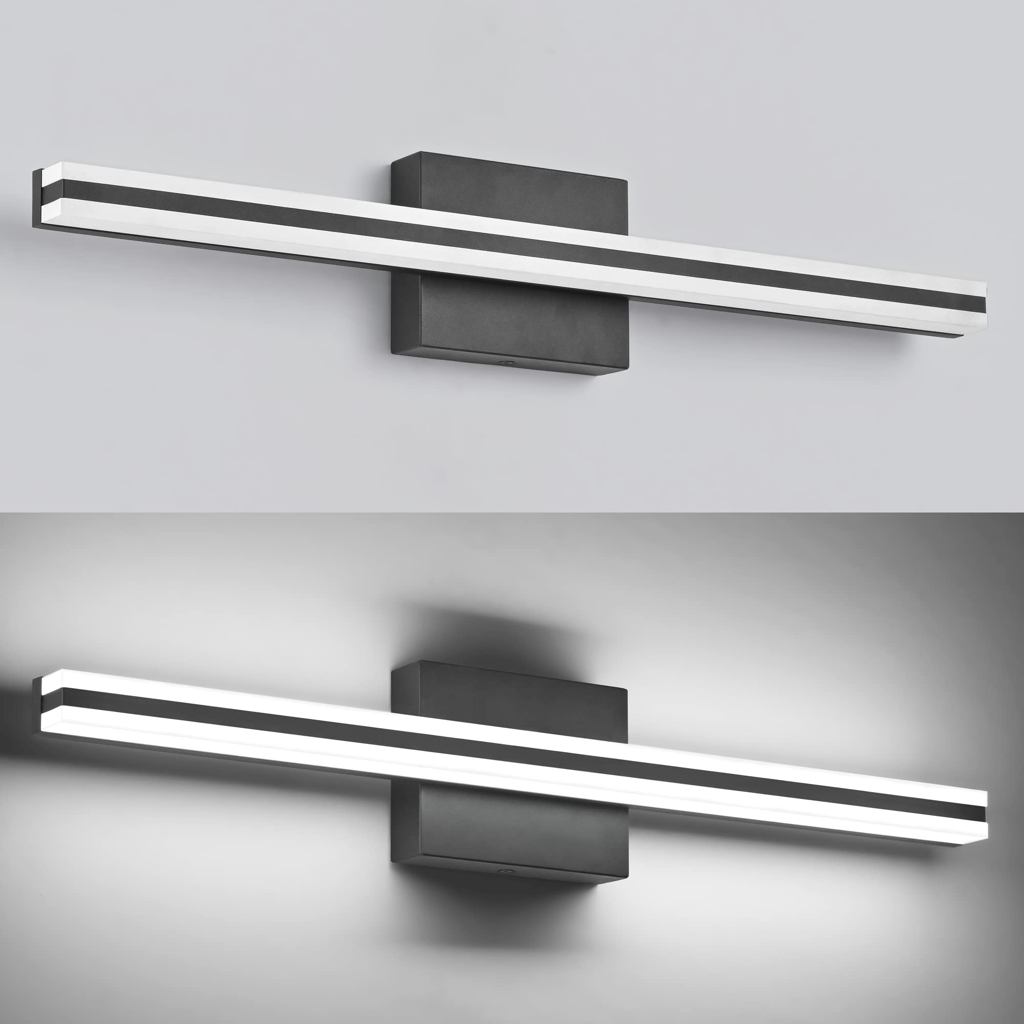 SOLFART Bathroom Light Fixture, 24 Inch Black LED Vanity Light, Aluminum, Model S8200-610mm-BK-ND, Modern Design, 6000K