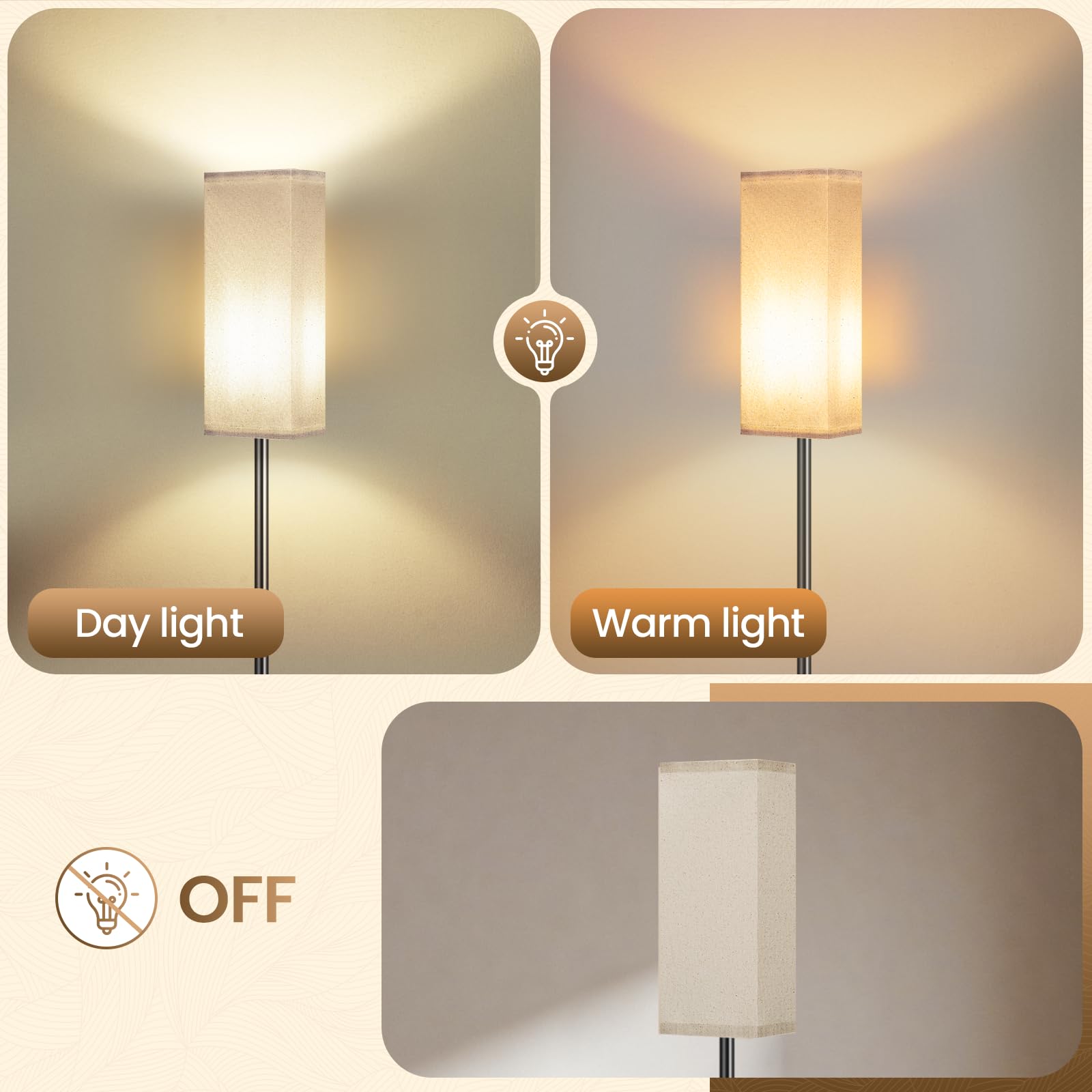 GOEBLESON Floor Lamp, Modern Pole Lamp with Foot Switch, Metal, 64.6in, Black and Yellow, Model Y07LD05, ETL Listed