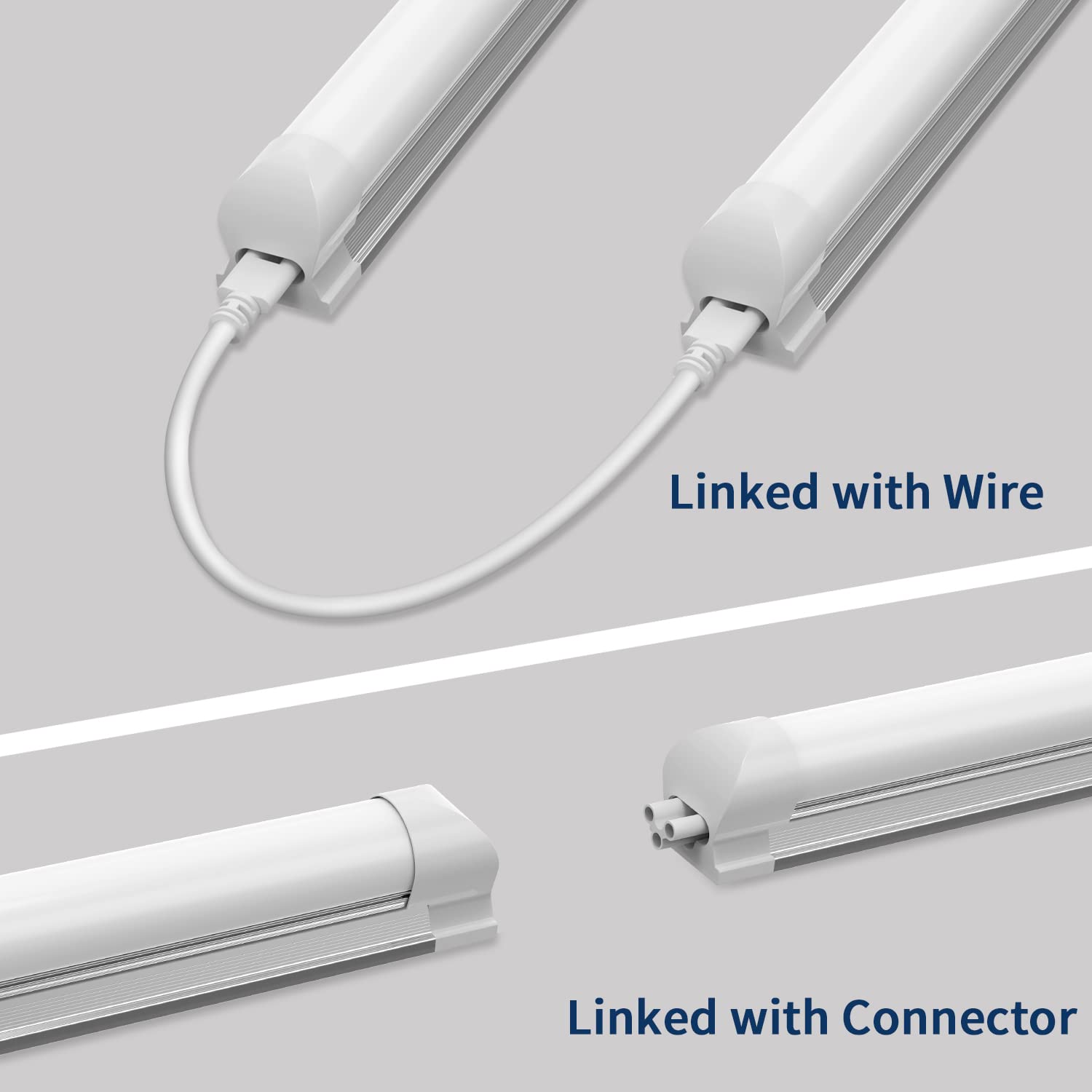 Jesled 8Ft Led Shop Lights, 8 Foot 72W Led Light Fixture, High Output 9000 Lumen, 6500K Super Bright White, Frosted Cover, Plug