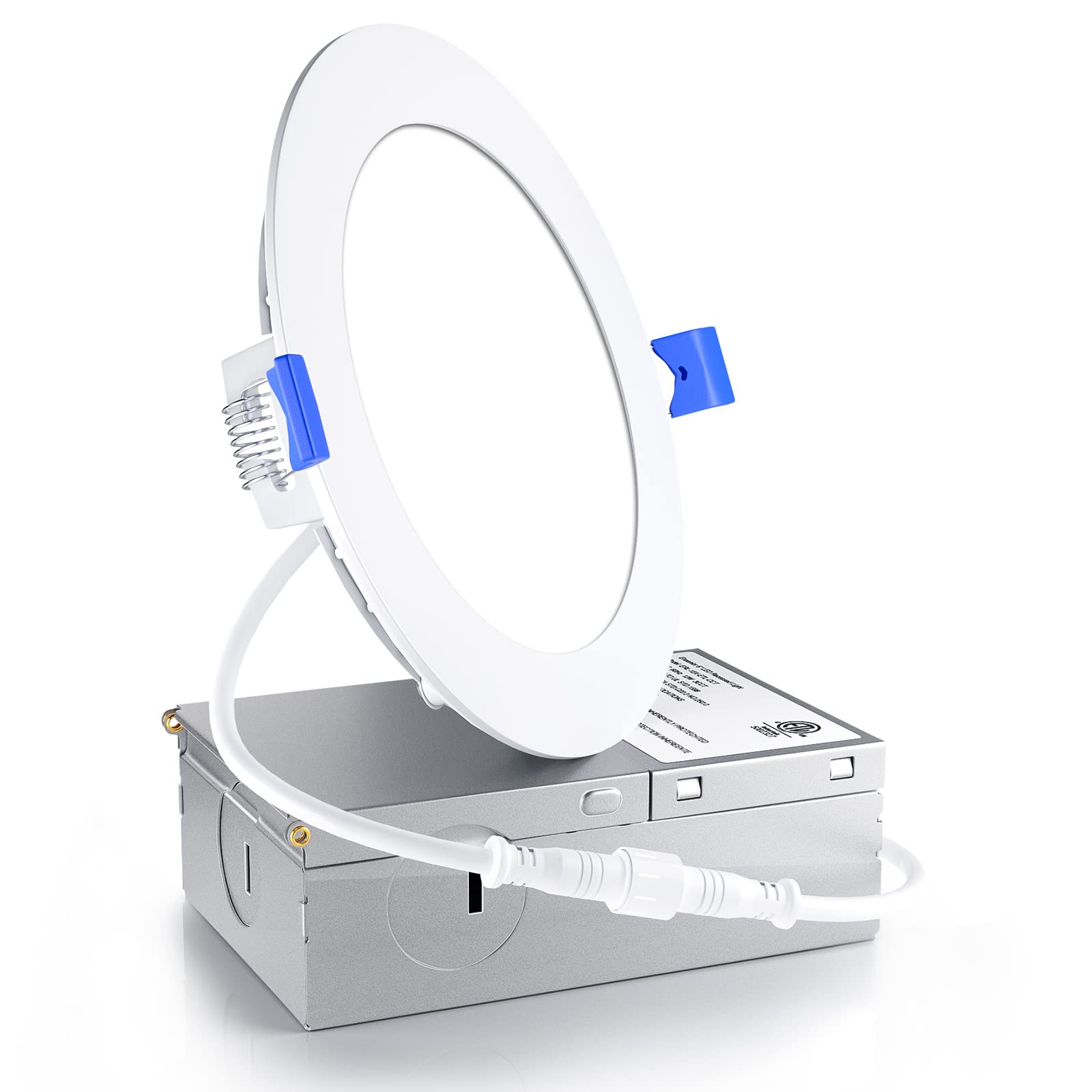 Ensenior 1 Pack 4 Inch LED Recessed Light, Dimmable, 6000K Clear White, 750LM High Brightness, 9W 120V, Damp Rated, Ultra-Thin C