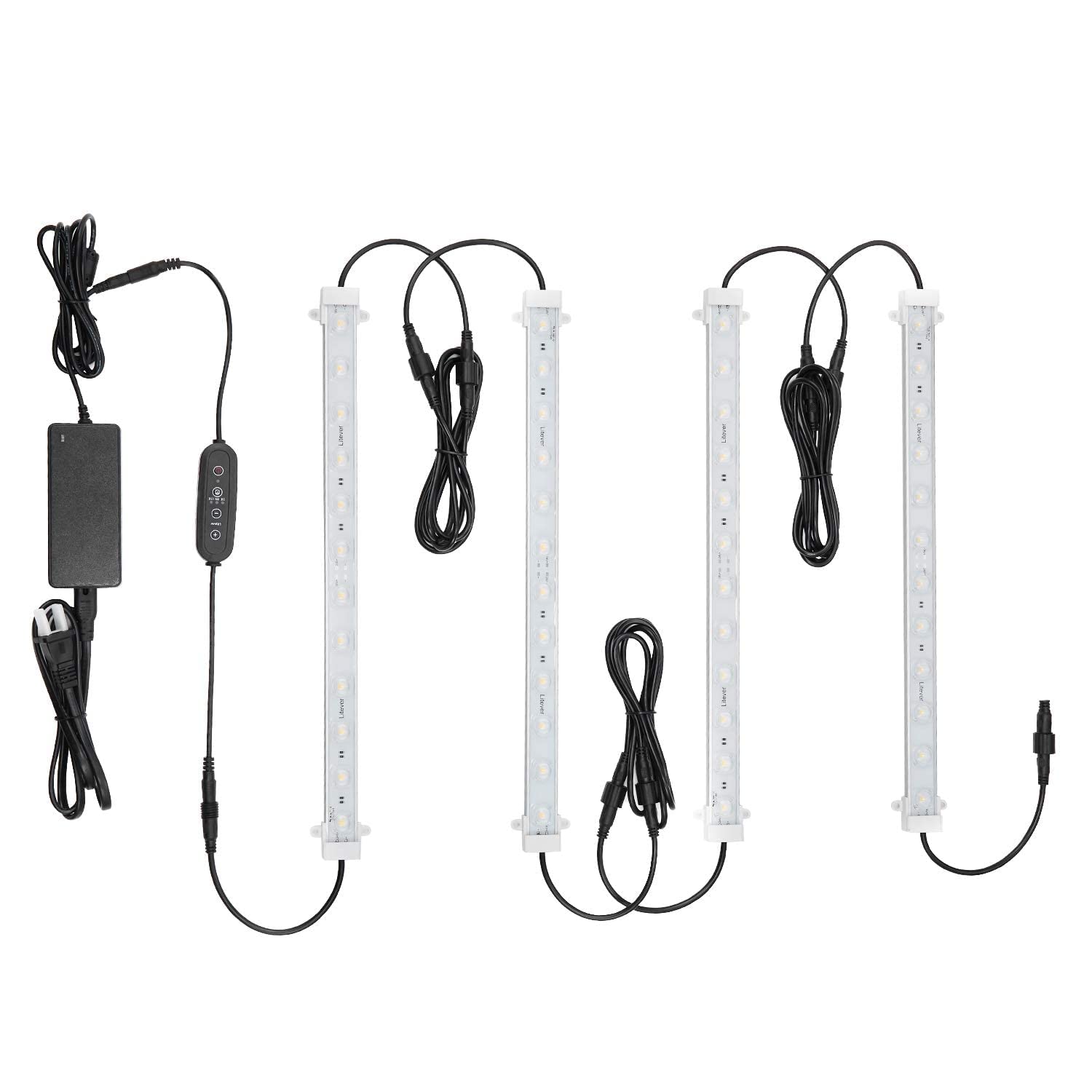 Litever Grow LED Light Strip Kit, 45W Full Spectrum, Aluminum, Silver, Model LL-FSG-4F, Easy Installation for Indoor Plants