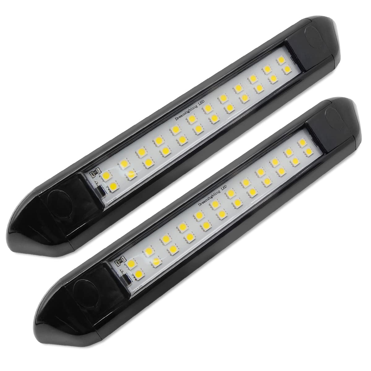 Dream Lighting RV Porch Light 12V LED Outdoor Awning Light 10in Black 7000K Cool White Pack of 2