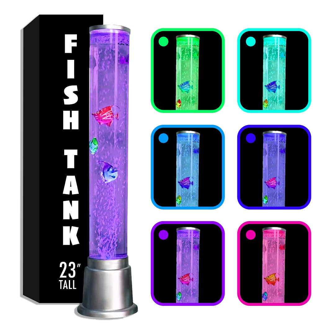 Fish Tank Lava Lamp Bubble Lights Night Light - 6 Led Color Automatic Changing Sensory Tubes Ocean Table Lamp For And Mood Lamps