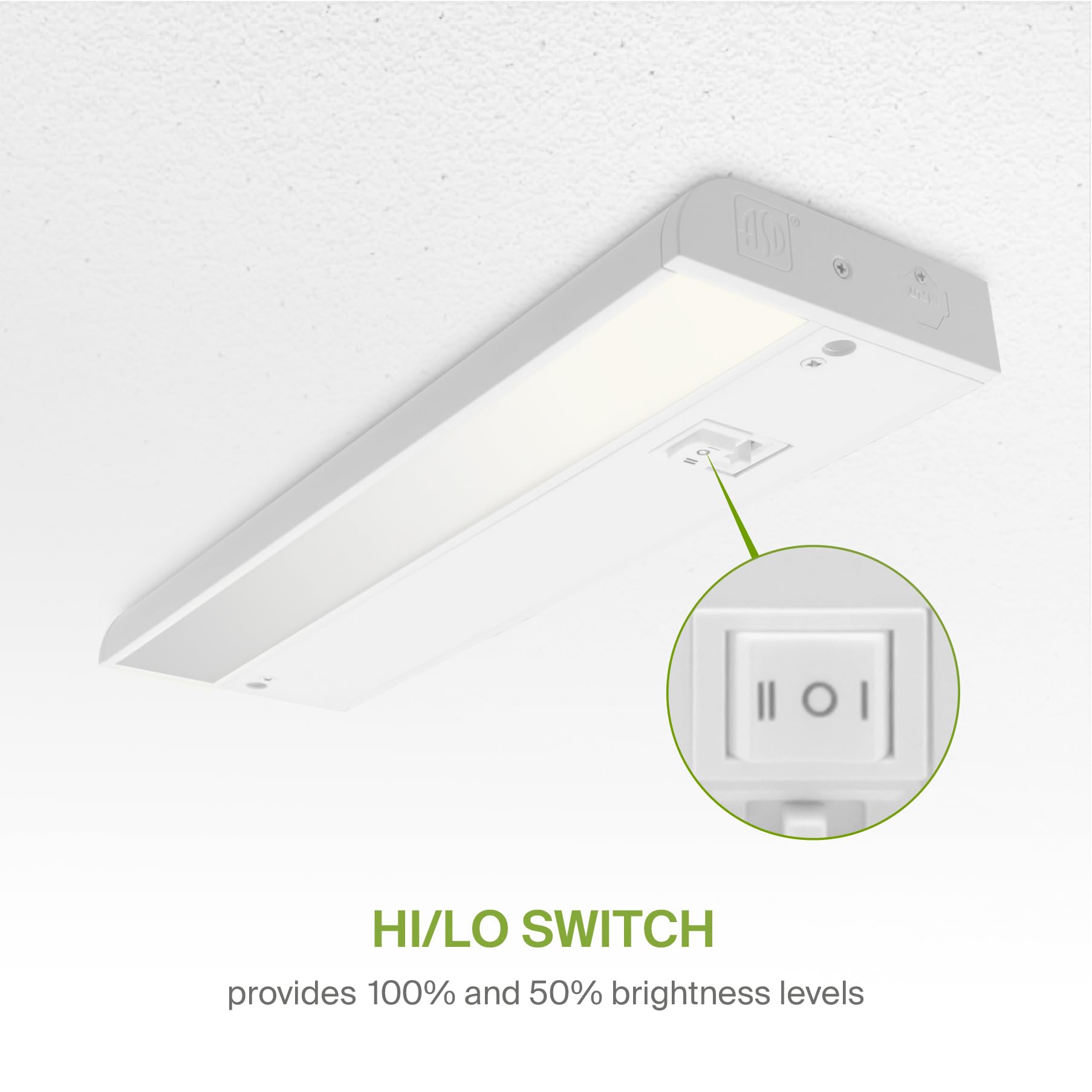 ASD LED Under Cabinet Lighting, Dimmable, 40 Inch, 3 Color Levels (2700K/3000K/4000K), Hardwired/Plug-in, Aluminum, White