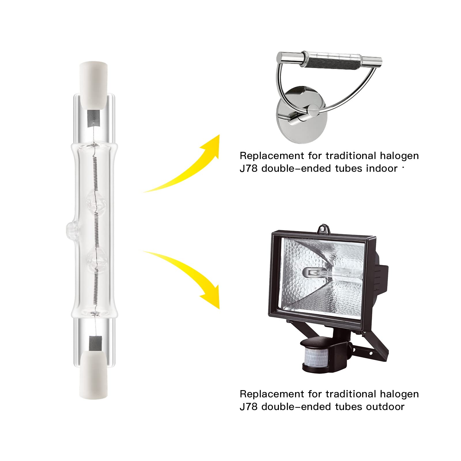Jaenmsa R7S Bulbs,5 Pack Halogen Bulbs R7S T3 78Mm 150W 120Vj Type 120 Volt Halogen Light Bulb With Long Lifespan, 3 Inch Long D