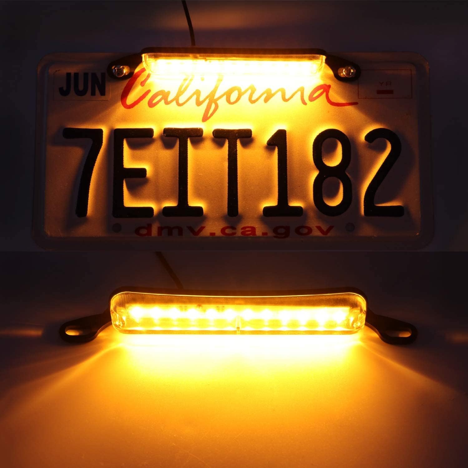 LivTee LED License Plate Light Assembly, Extremely Bright Amber Tag Lights for Truck, UTV, ATV, RV, Boat Accessories
