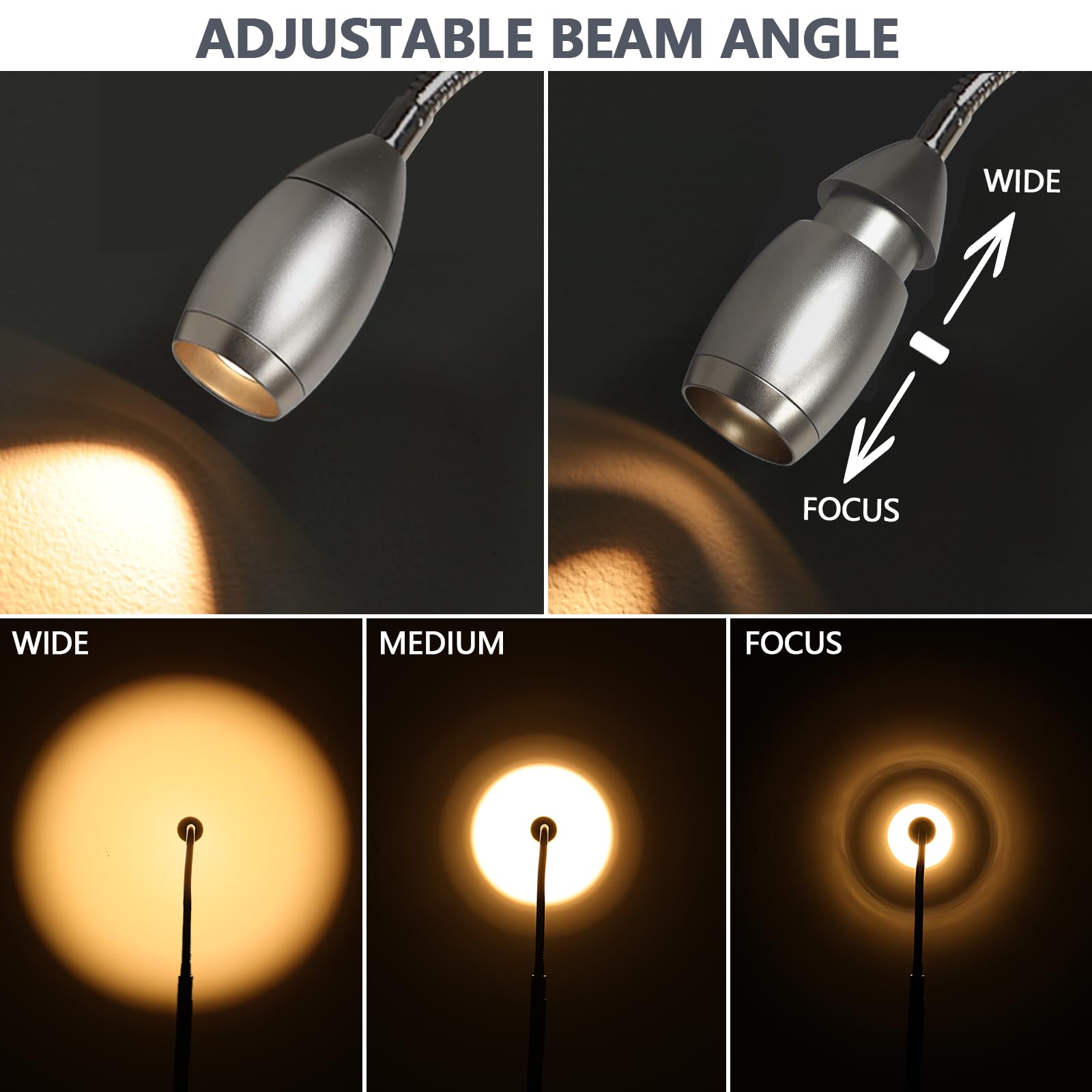 Reading Floor Lamp, 72&quot; Tall Led Lamp With Flexible Gooseneck, Dimmable Zoomable Spotlight, Adjustable Color Beam Standing Lamp, Touch & Remote Control, Task Craft Bedroom Living Room (Brushed Nickel)