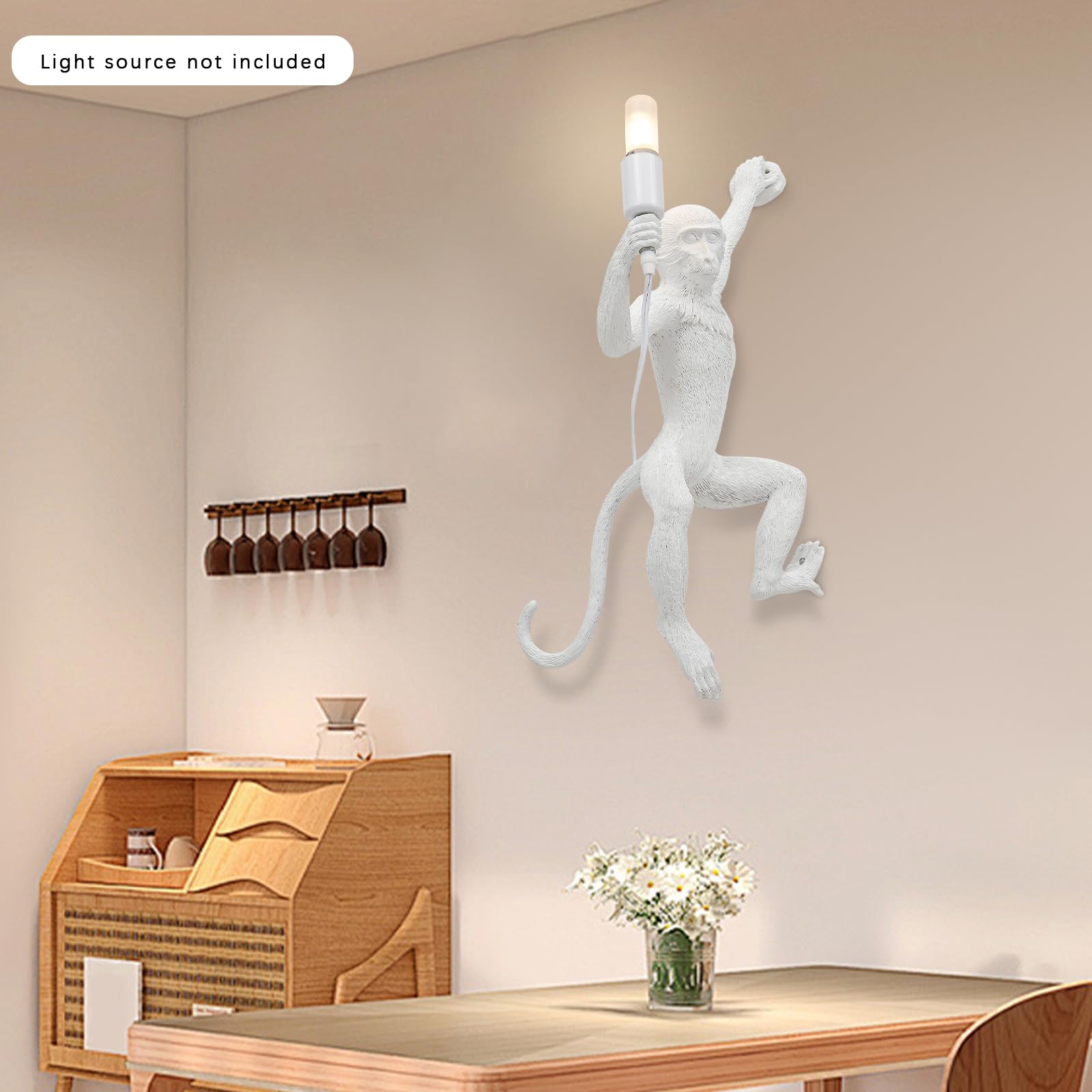 Huashuani Monkey Wall Lingt, Creative Monkey Shape Plug In Wall Sconces, Industrial Retro Indoor Decorative Animal Light Fixture