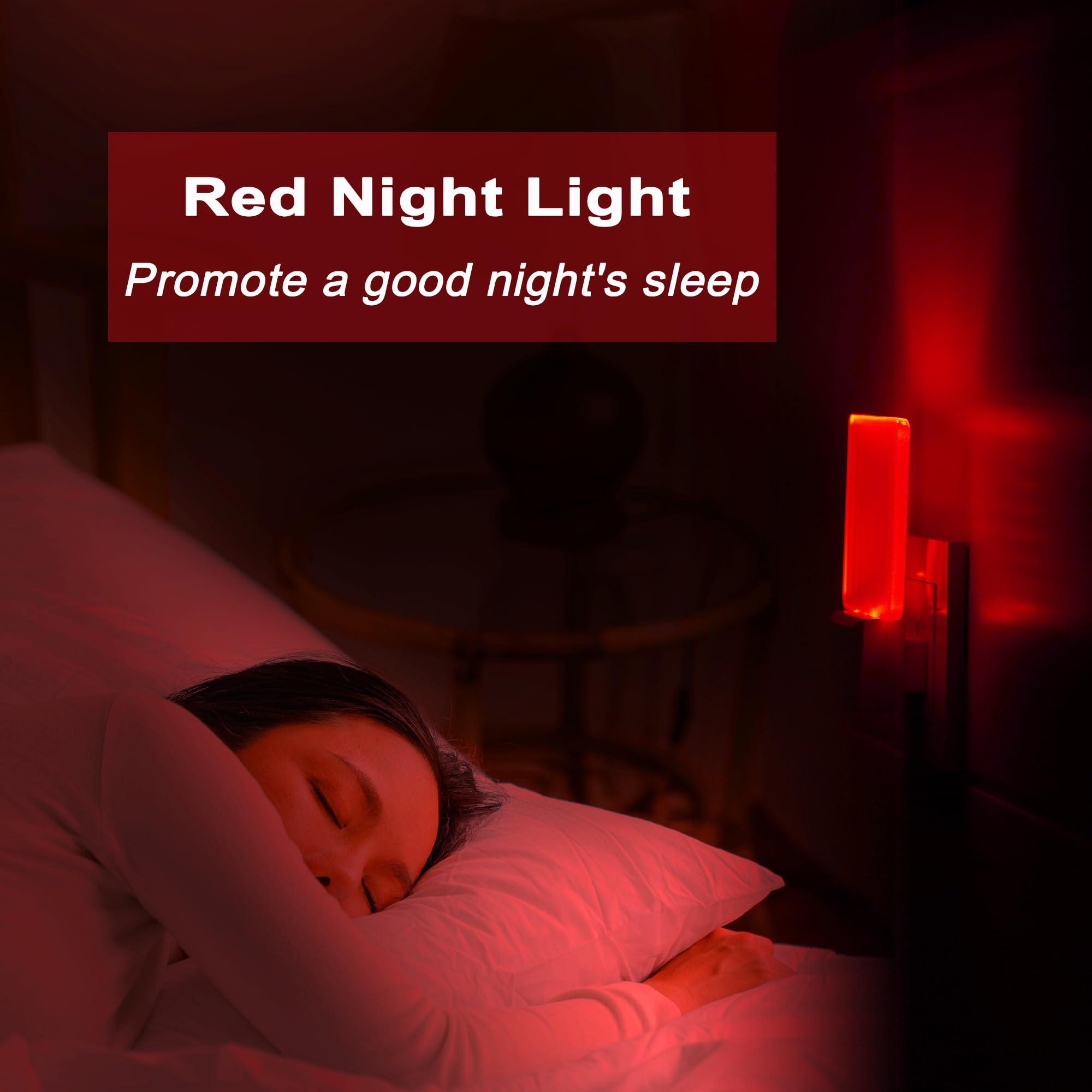 GREENIC 2 Pack Plug-in LED Night Light with Dusk to Dawn Sensor - Red, Model GL-NL-0.5W