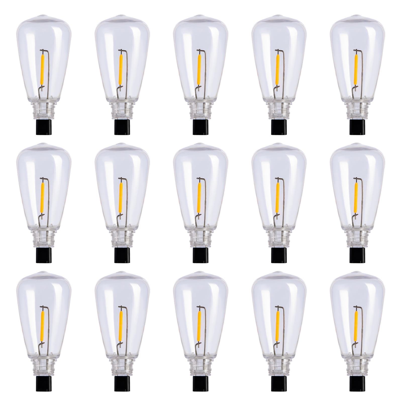 Addlon St38 Led Replacement Bulbs,15 Pack Shatterproof Plastic Bulbs For Outdoor String Lights,E17 Pin Design,1W,2200K Warm Yell