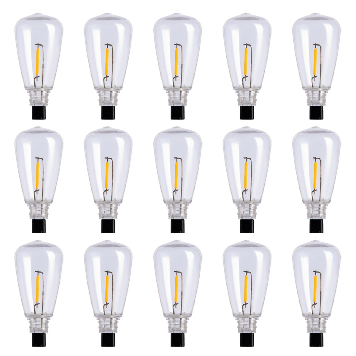 Addlon St38 Led Replacement Bulbs,15 Pack Shatterproof Plastic Bulbs For Outdoor String Lights,E17 Pin Design,1W,2200K Warm Yell