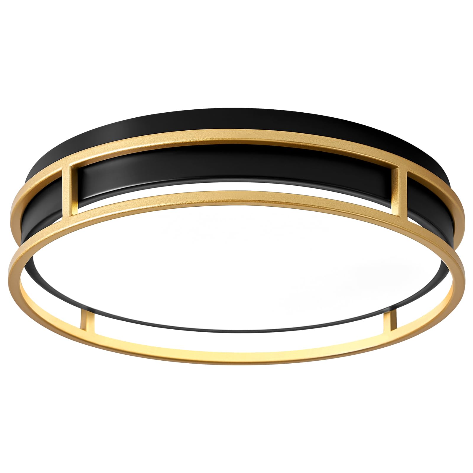 Pevfah Modern Flush Mount Ceiling Light, Dimmable LED, 12.6in, Black and Gold, Model PH240705002