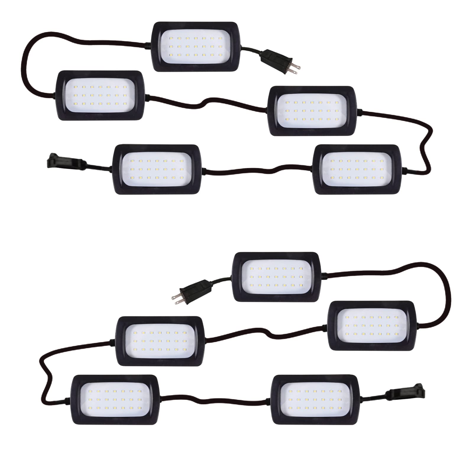 Owleye 50Ft Led String Work Light 85W 8000Lm Waterproof Construction String Lights Linkable Temporary Work Lighting Outdoor Indoor Worklight (5 Light Heads)-2 Pack