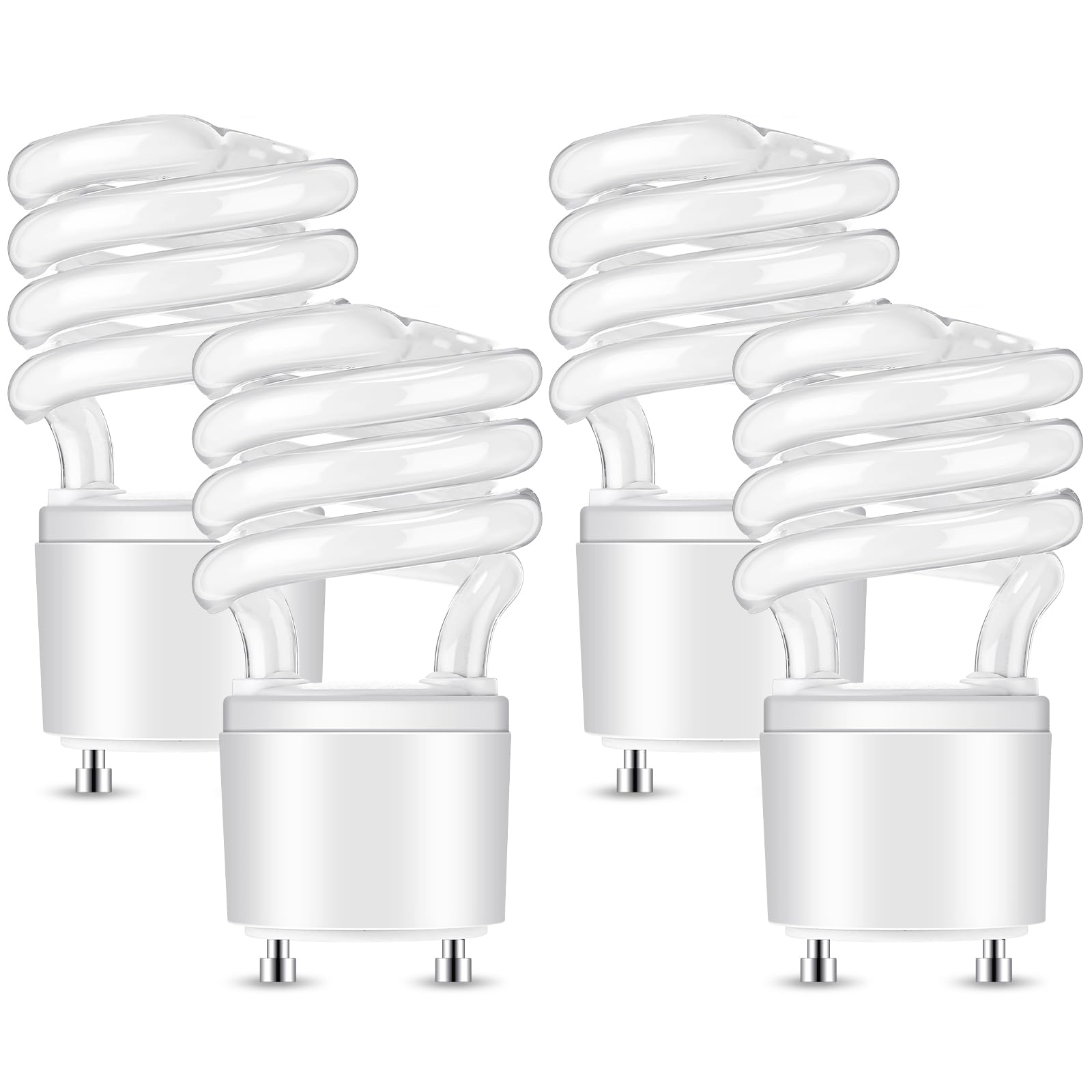 Honoson 4 Pack Gu24 Cfl Light Bulbs 13W T3 Spiral Compact Fluorescent Light Bulbs 2700K Warm White Gu24 Base Lamp With 2 Prong T