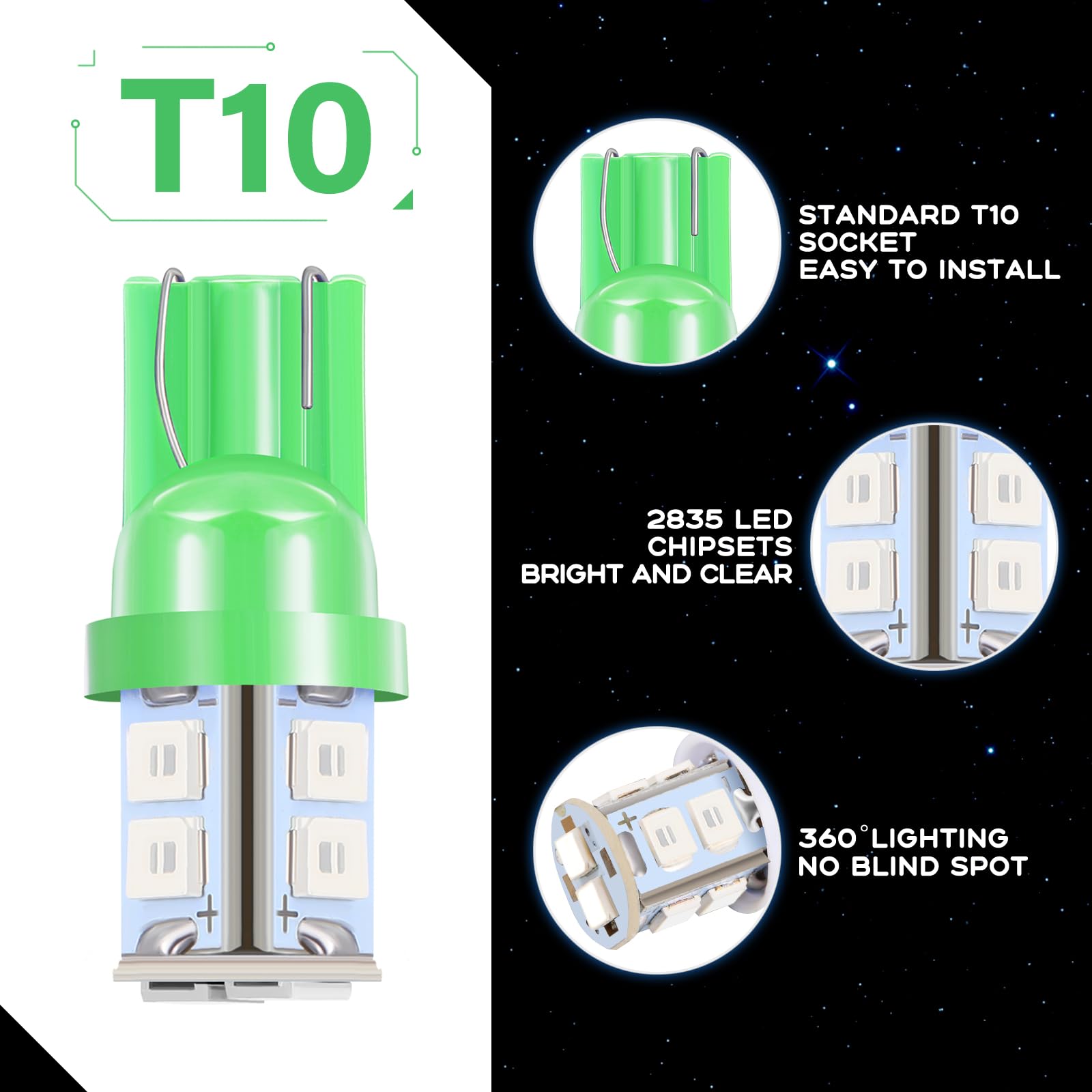 Tallew 24 Pieces Dome Light Led Car Bulb Kit Set T10 31 Mm 42 Mm Led Festoon Bulbs Interior Led Interior Replacement Bulbs For Car Map Door Courtesy(Green)