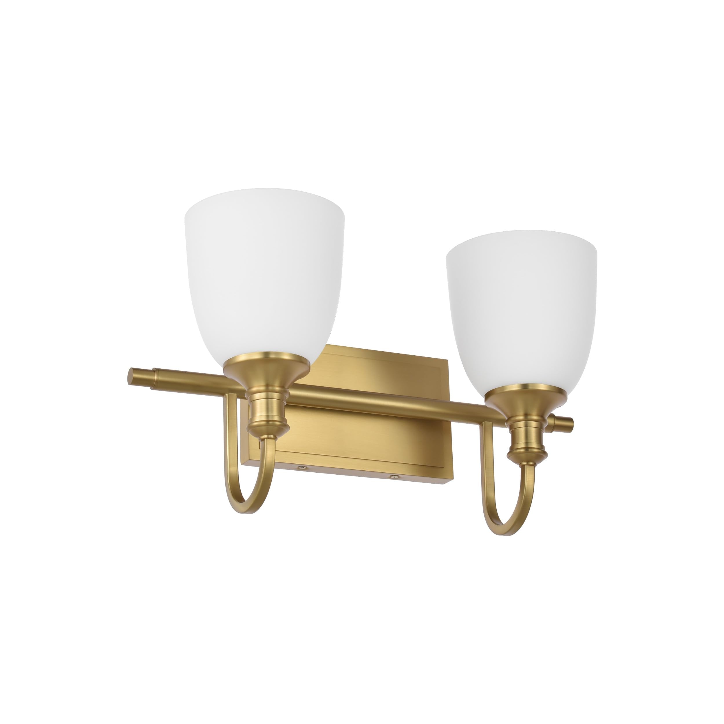 Hanaloa Vintage Aged Brass 2-Light Bathroom Vanity Light Fixture with Opal Glass Shade, Model VA0049-2-AGB