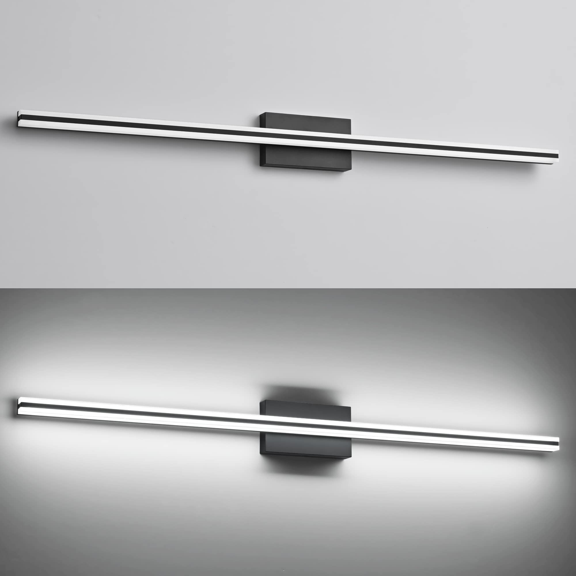 Solfart Black Bathroom Vanity Light Fixtures Over Mirror Dimmable Led 48 Inch Black Vanity Light Bar For Bath Modern Adjustable