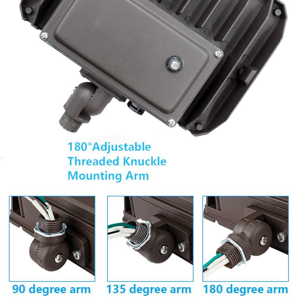 1Pack-Dusk To Dawn Outdoor 100W Led Flood Light With Knuckle, 14000Lm 1000W Equivalent, 100-277V 3000K Warm Light, Etl Commercial Led Flood Light Fixture, Outdoor Security Lighting For Landscape