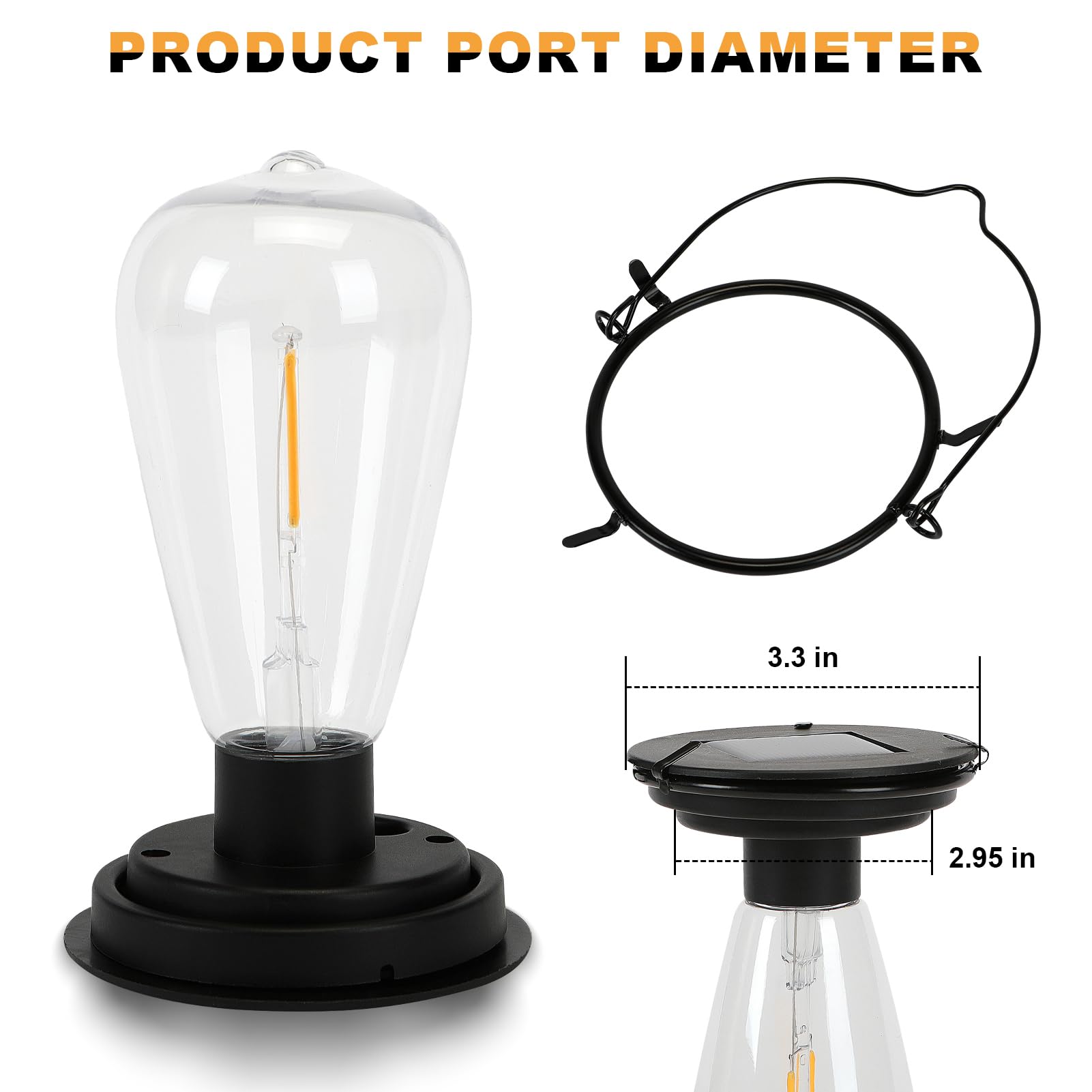 JKIMK Solar Light Bulbs - Waterproof Outdoor Lanterns 2 Pack, Warm White, Multifunctional ABS Design, Model GUO-S64-1-1-1-1