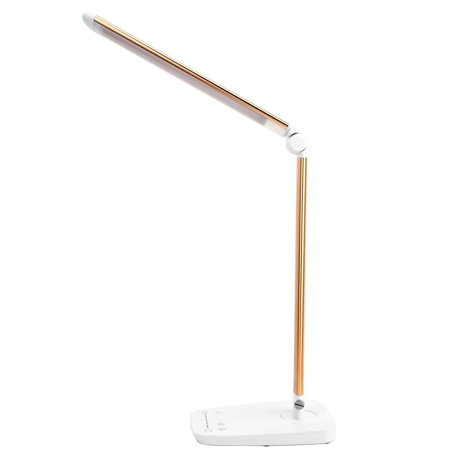 Lichamp Dimmable LED Desk Lamp, Touch Control, USB Charging, Gooseneck, Medium Size, Gold, Model DLA06GD