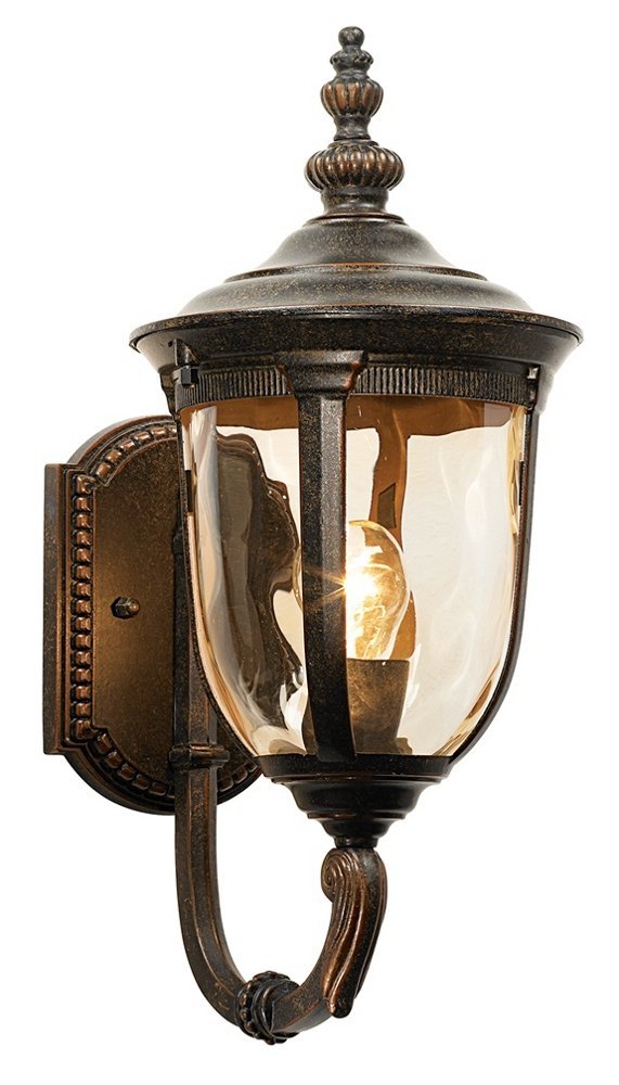 John Timberland Bellagio European Outdoor Carriage Light Fixture Vintage Bronze Curved Arm Hammered Glass Sconce for Exterior House Porch Patio Outside Deck Garage Yard Front Door Garden Home