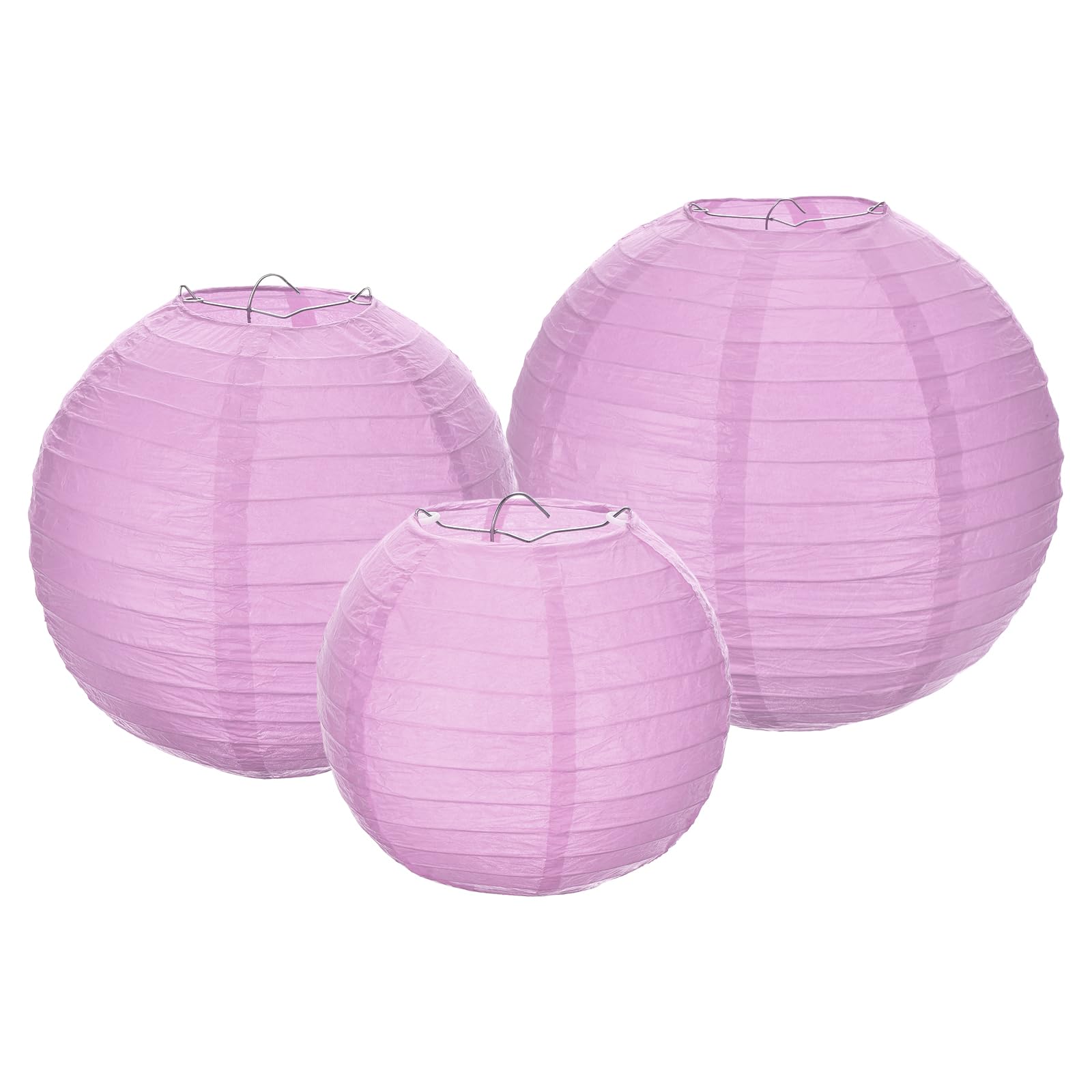 Meccanixity 6Pcs Paper Lanterns Decorative, 6'' 8'' 12'' Light Purple Round Hanging Lantern Chinese Lanterns For Home Decor, Bir
